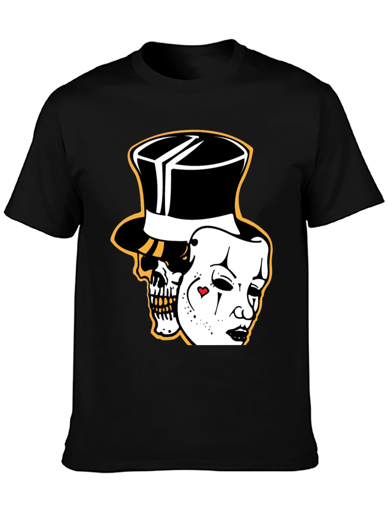 Black Skull Mask Graphic Tee - Stylish Black Cotton T-Shirt view 3