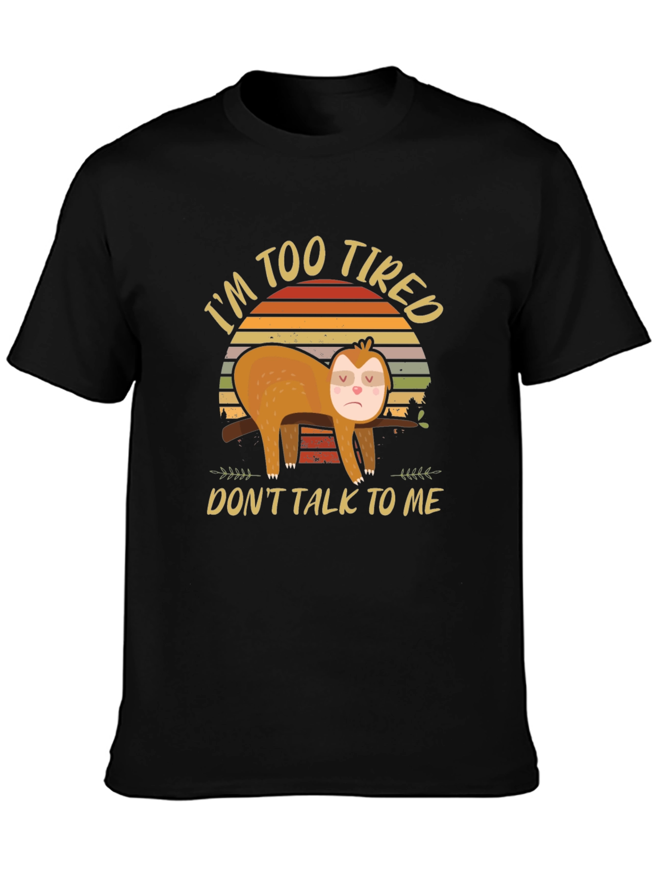 Black I'm Too Tired Sloth Graphic Tee view 3