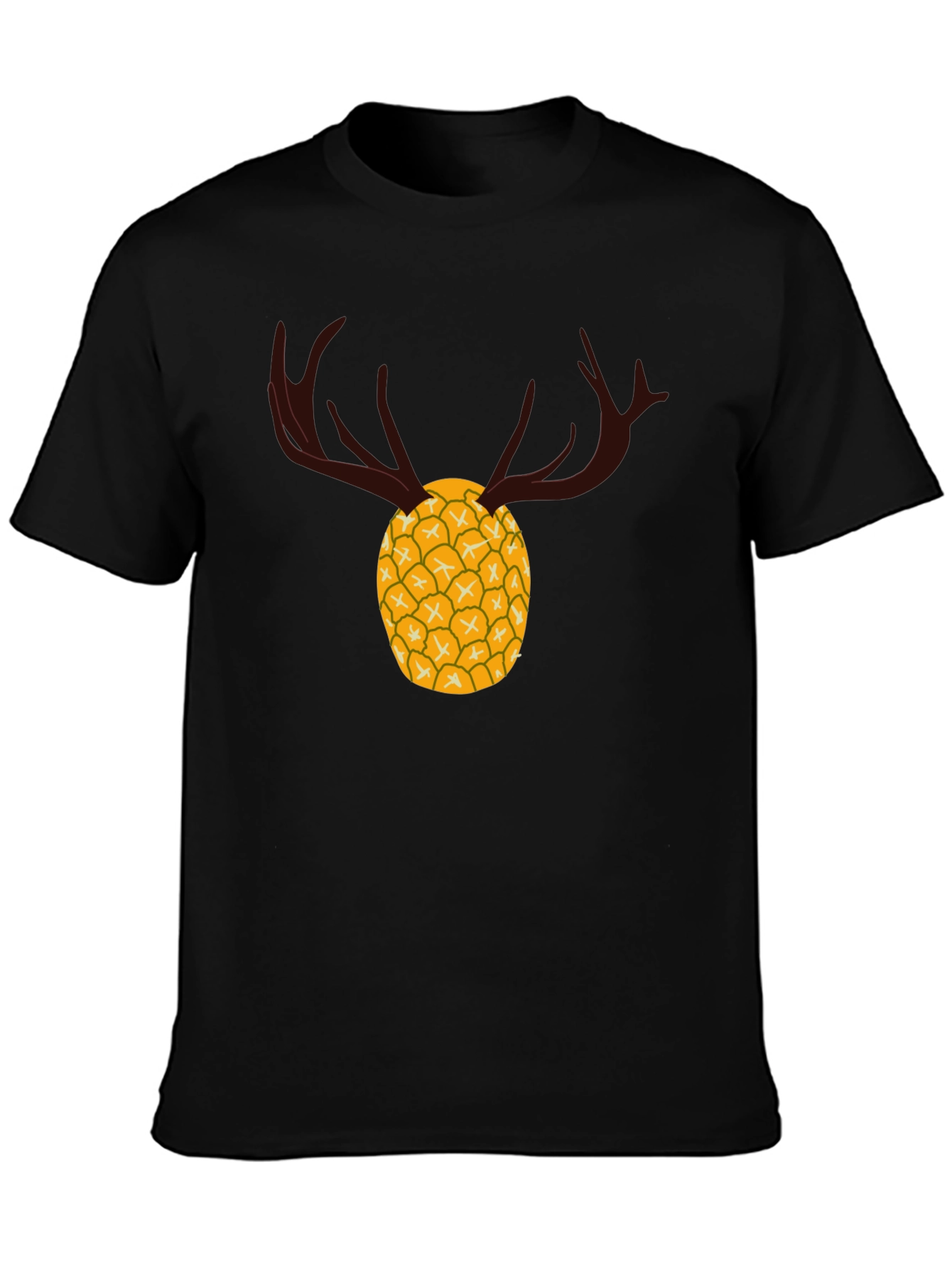 Black Pineapple Deer Graphic Tee - Unique Black T-Shirt view 3