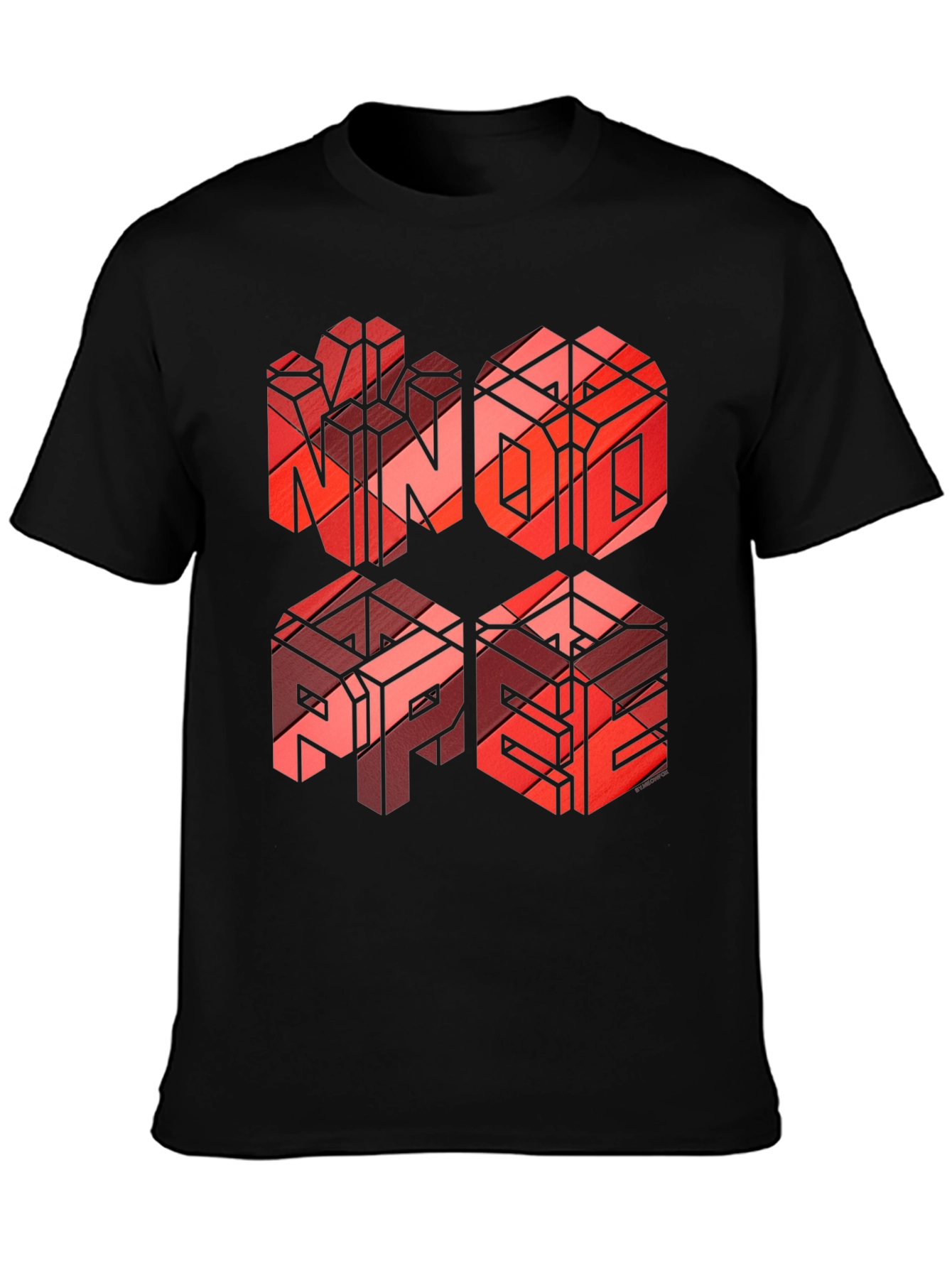 Black Geometric Word Art T-Shirt - NINO, ABPE Design view 3