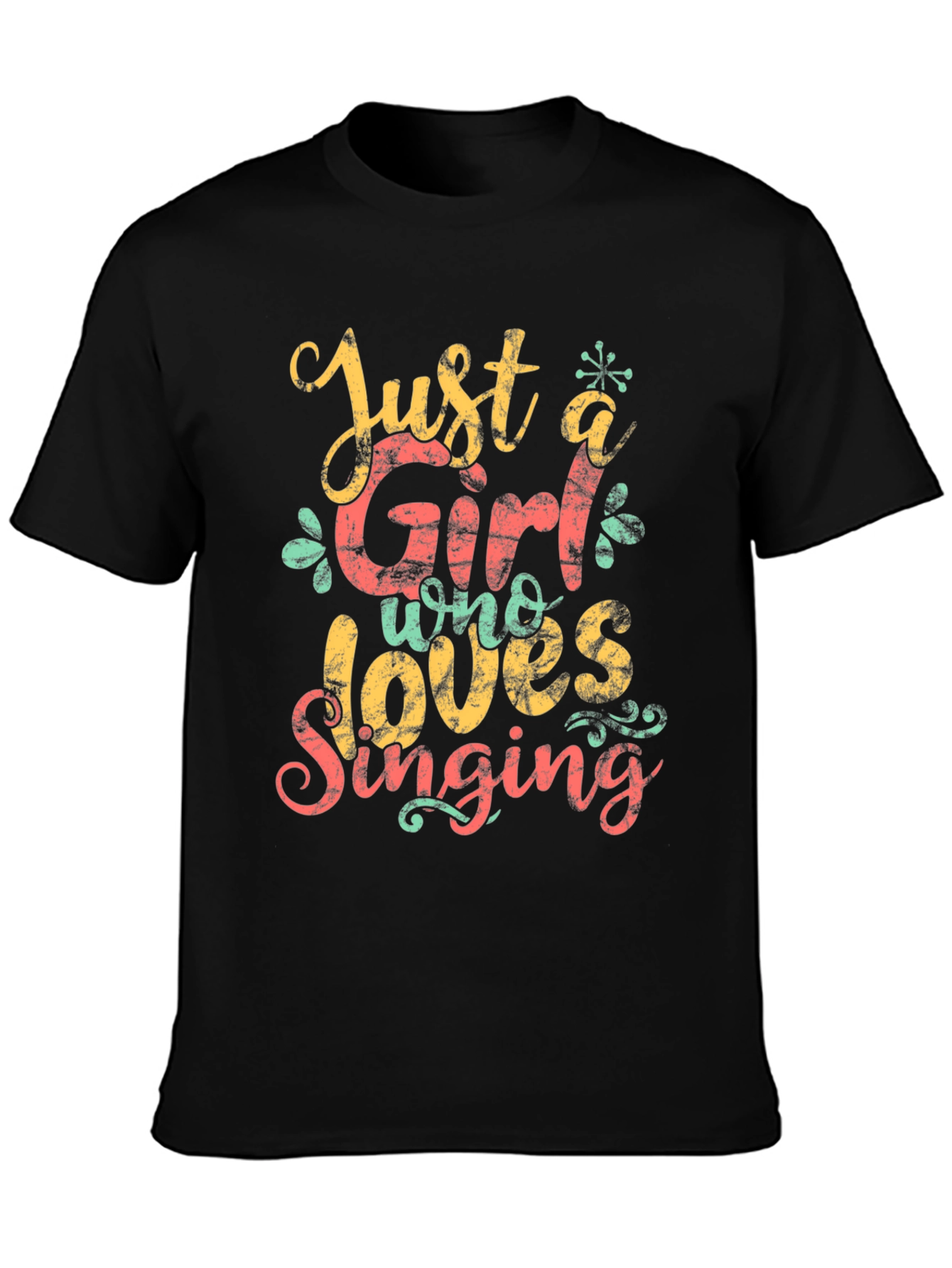 Black Just a Girl Who Loves Singing Black T-Shirt view 3