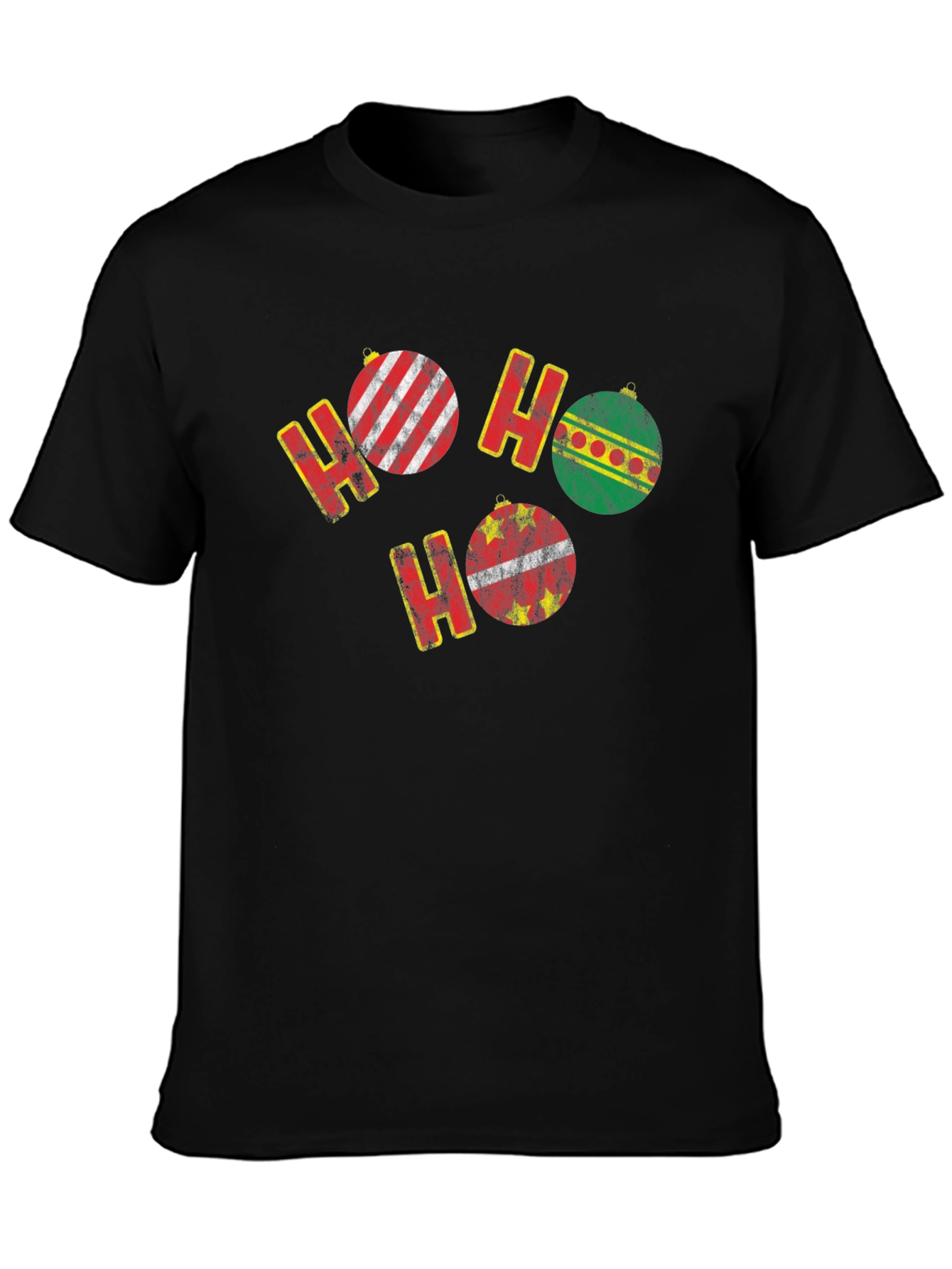 Black Festive Ho Ho Ho Christmas Ornament T-Shirt view 3