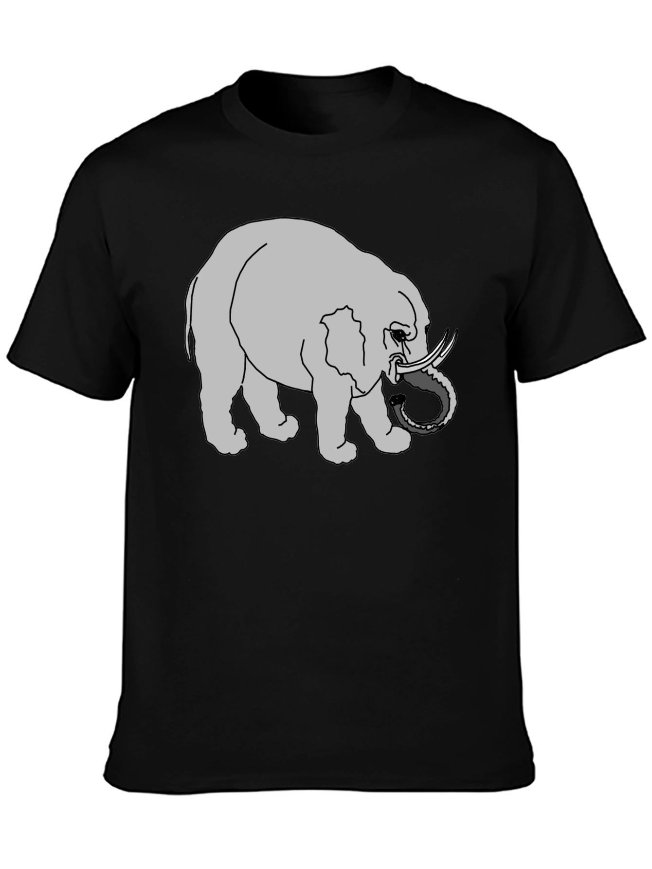 Black Elephant Graphic Print Black T-Shirt view 3
