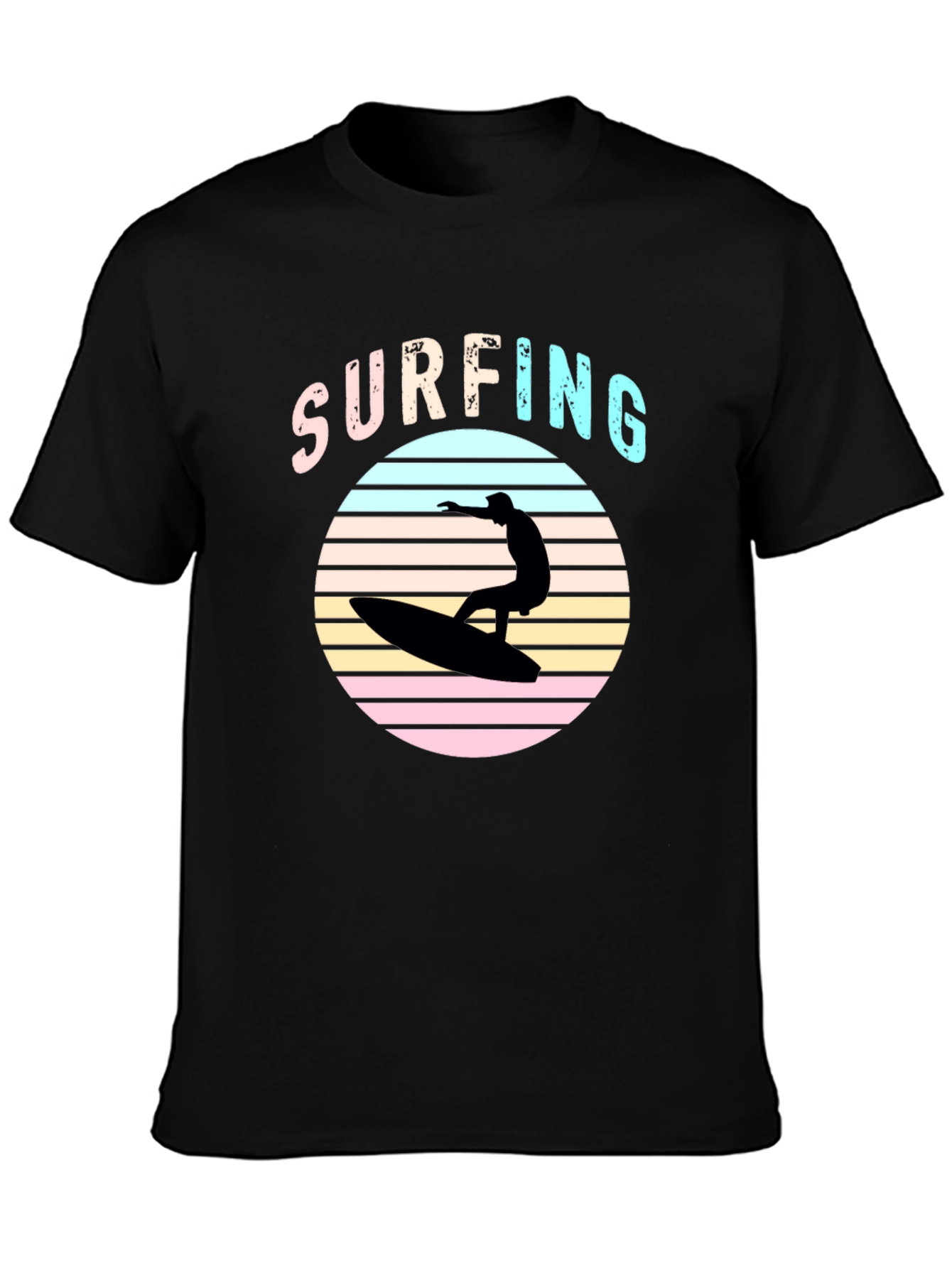 Black Retro Surfing T-Shirt - Black view 3