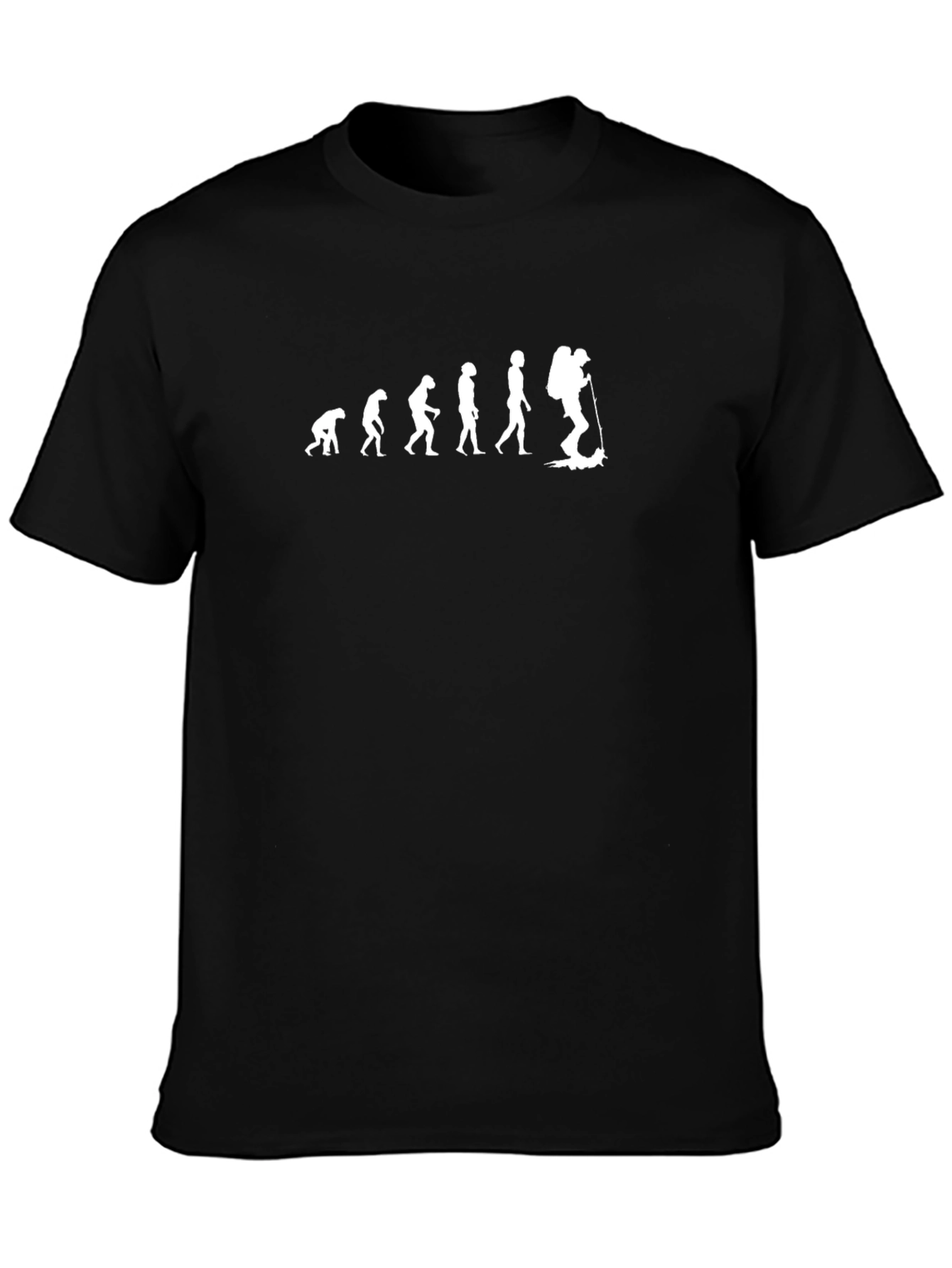 Black Evolution of Hiker T-Shirt - Black Cotton Tee view 3