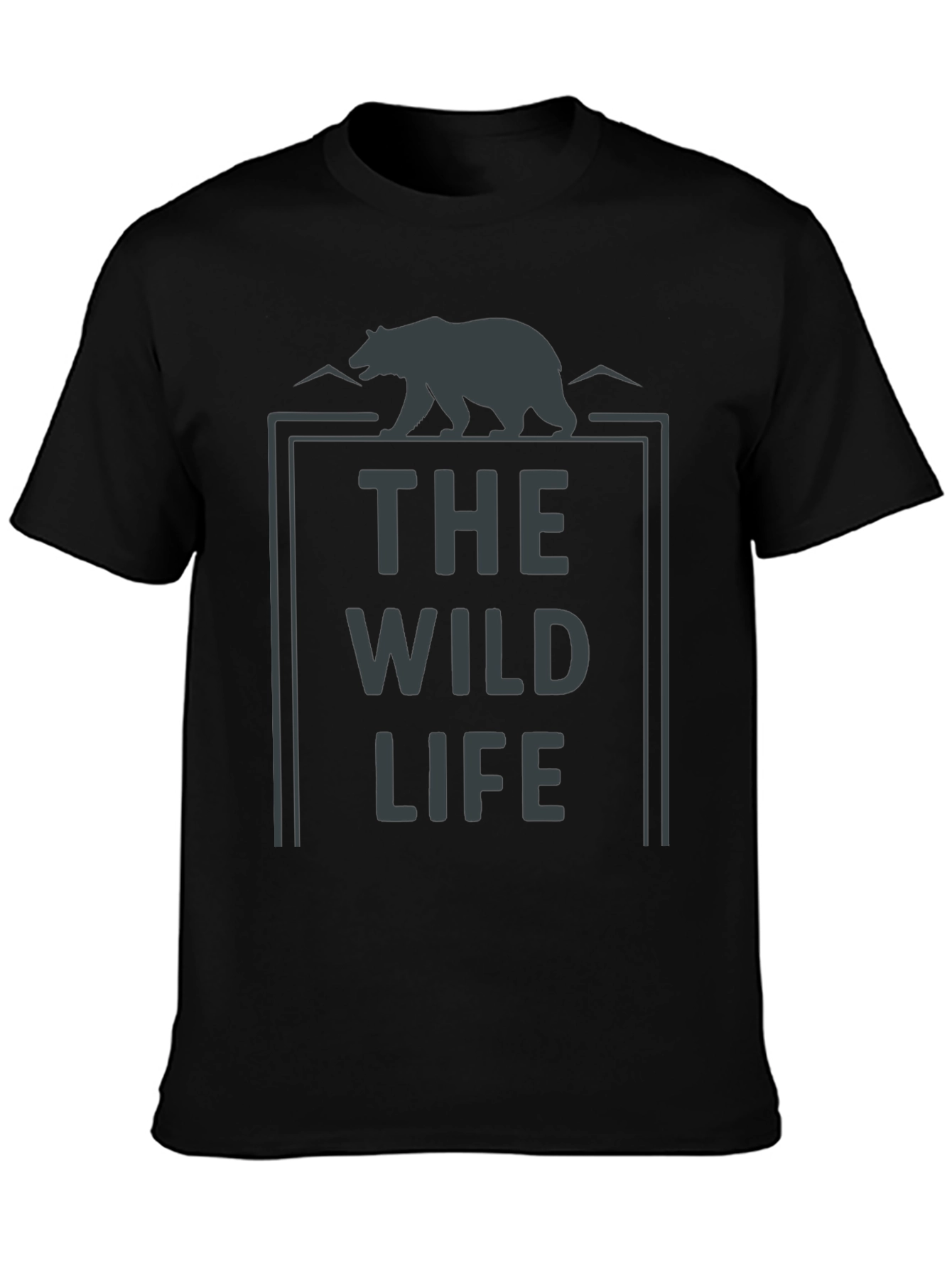 Black The Wild Life Bear Graphic T-Shirt - Black view 3