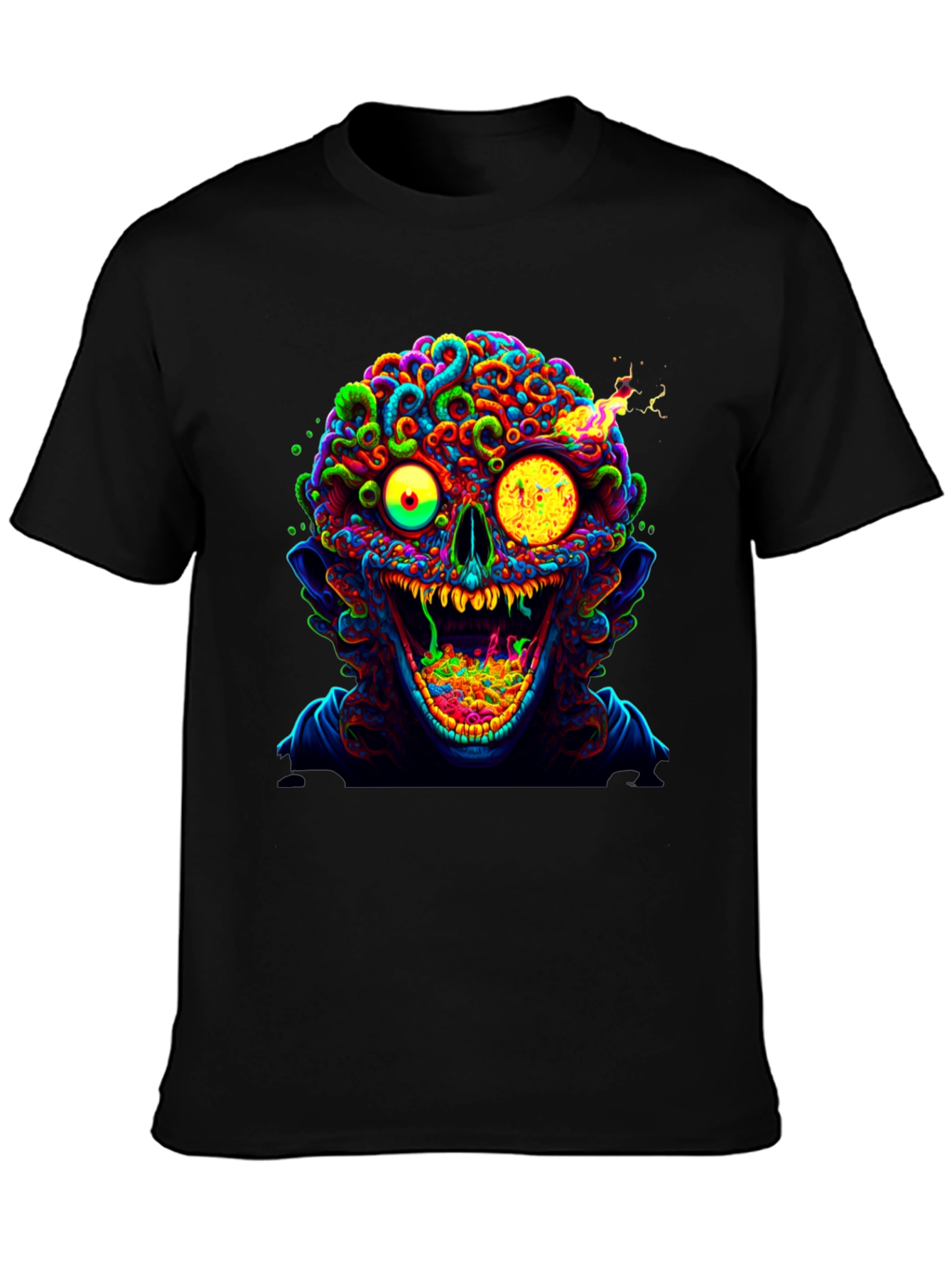 Black Psychedelic Zombie T-Shirt view 3