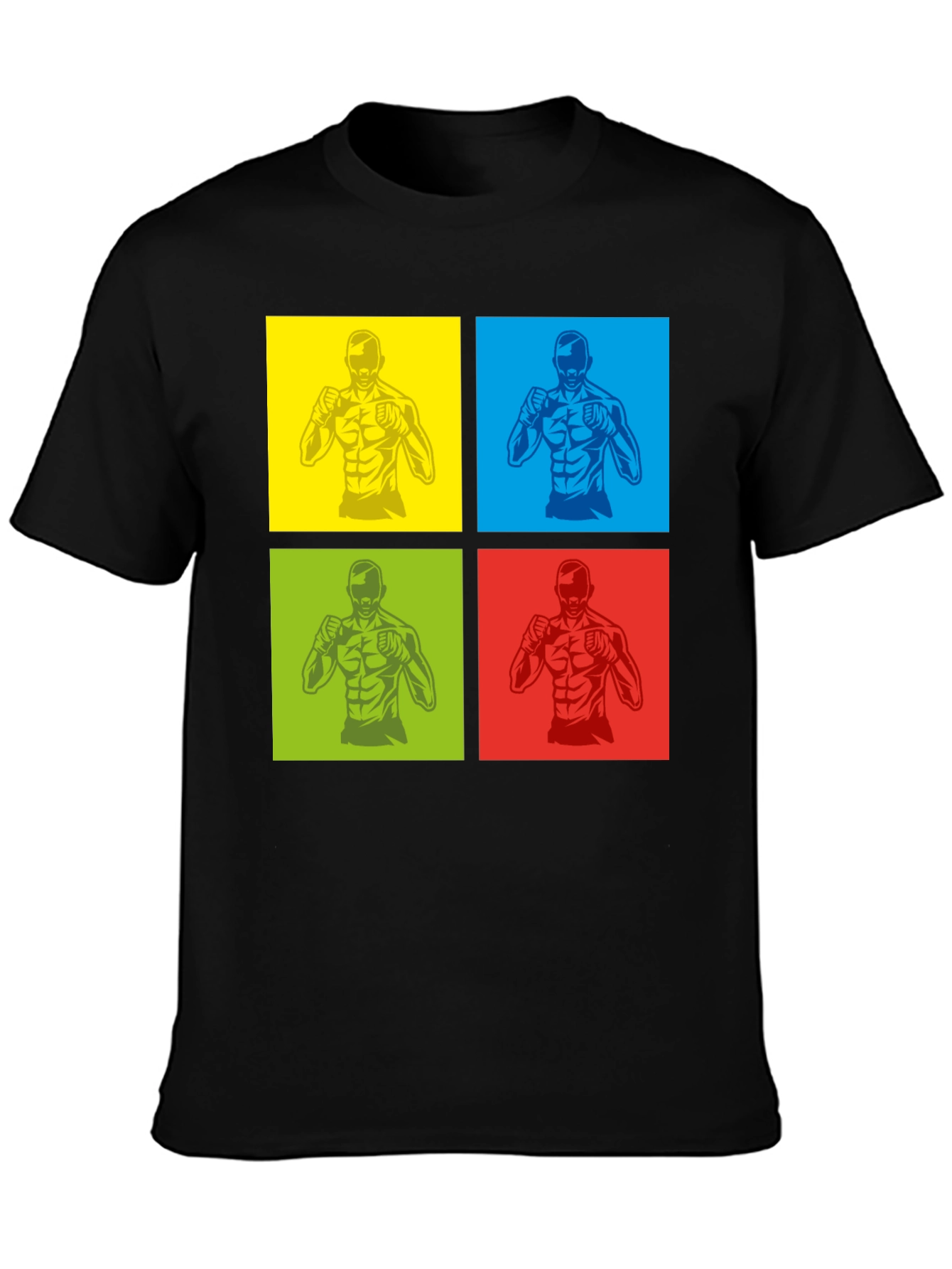 Pop Art MMA Fighter Graphic Black T-Shirt - 3