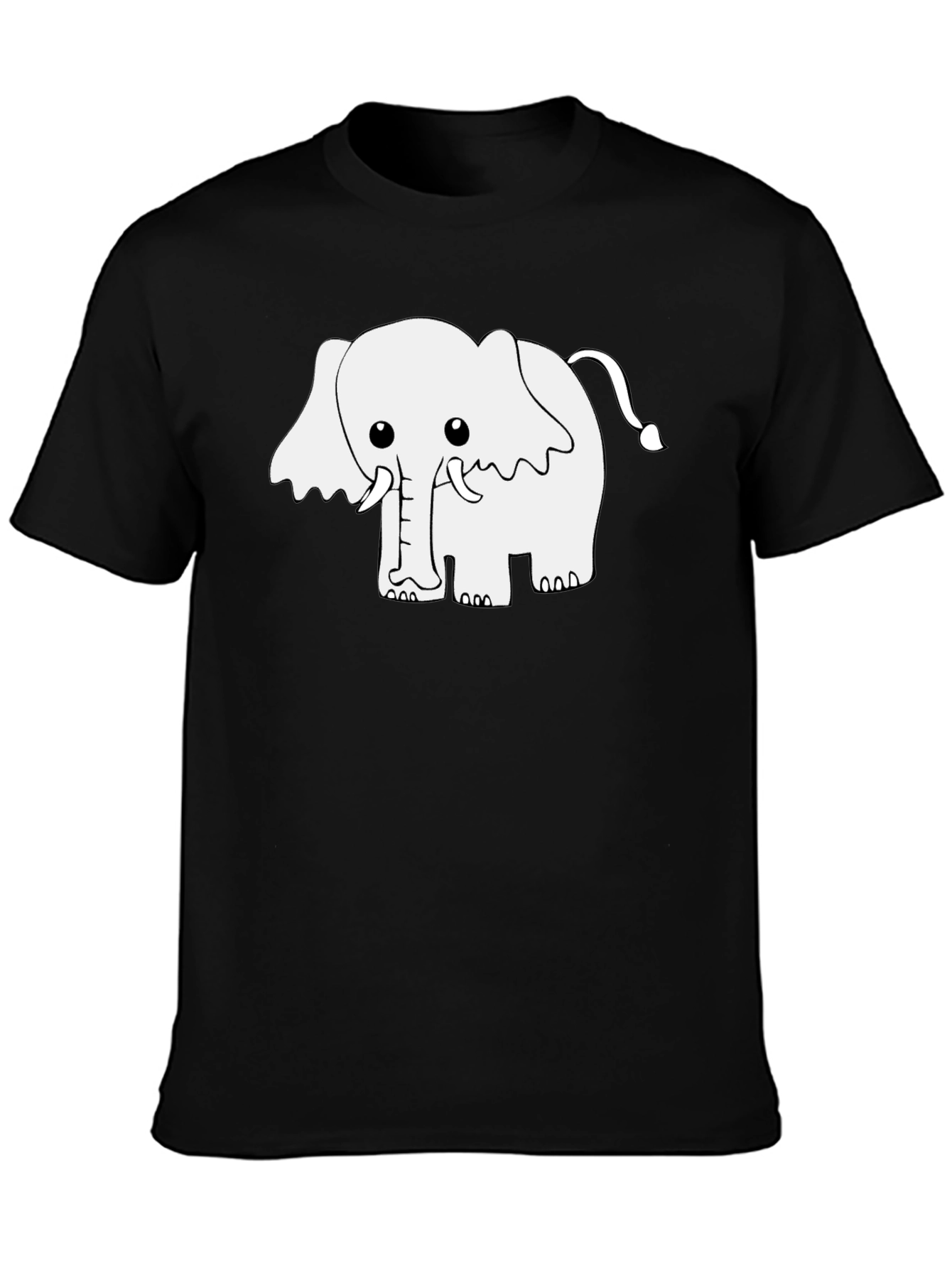 Black Cute Elephant Graphic Tee - Black Cotton Blend Shirt view 3