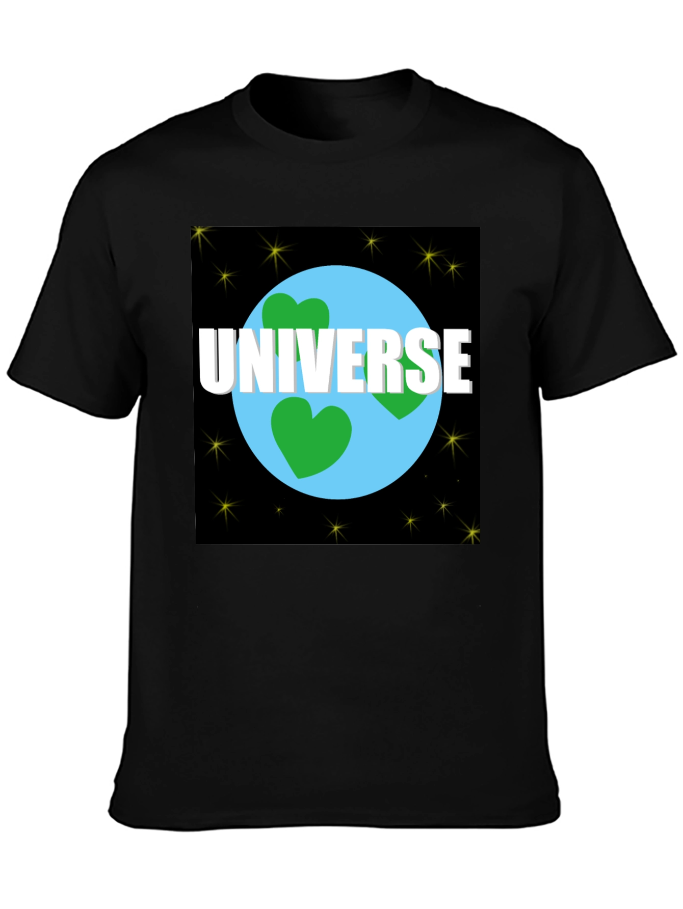 Universe Love T-Shirt - Black Cotton Blend Tee - 3