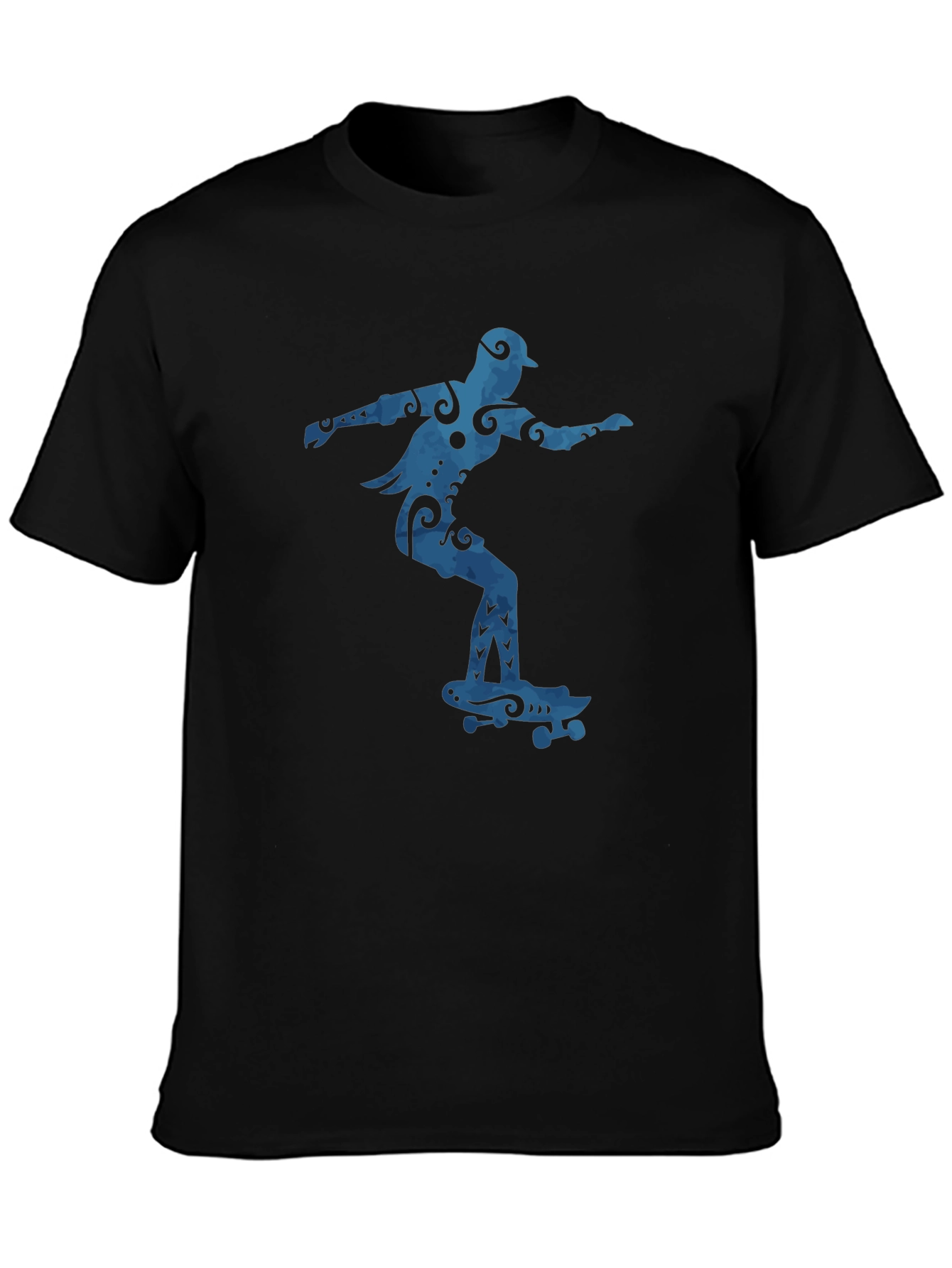 Black Skateboarder Graphic Tee - Cool Blue Design view 3