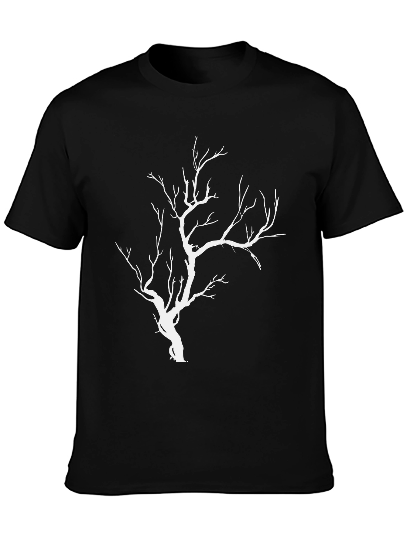 Black Men's Black T-Shirt with White Tree Graphic view 3