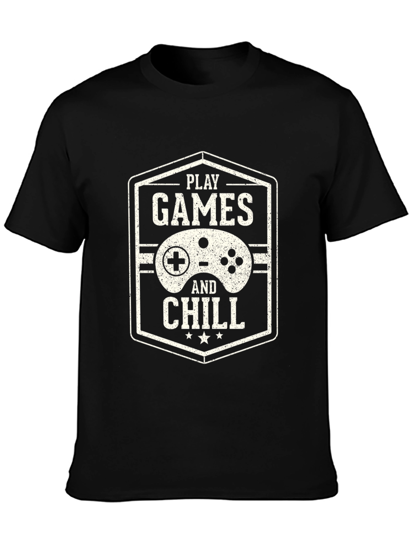 Black Play Games and Chill Black T-Shirt view 3