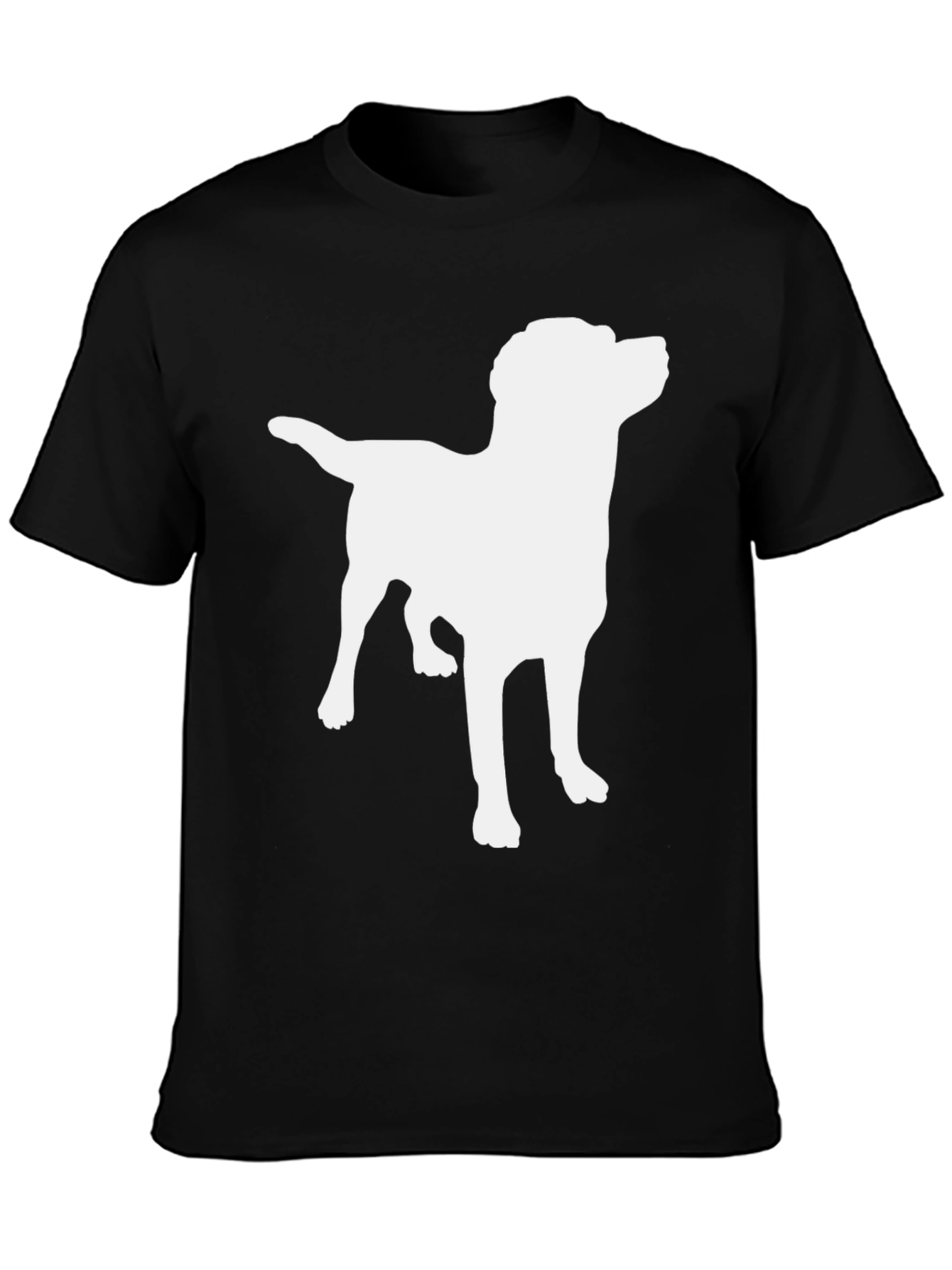 Black Dog Silhouette Black T-Shirt - Classic Casual Wear view 3