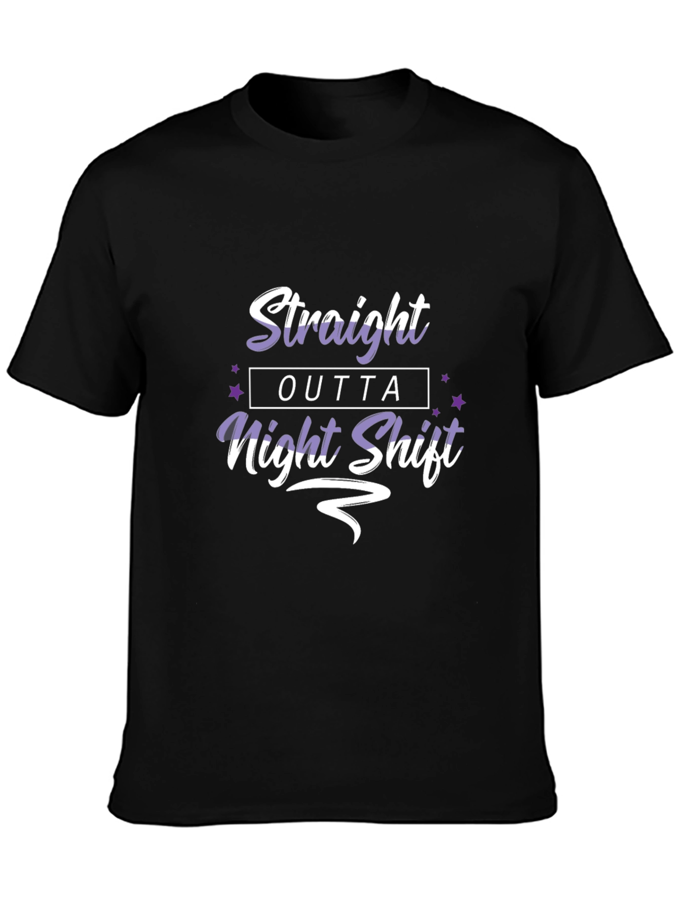 Black Straight Outta Night Shift Black Graphic Tee view 3
