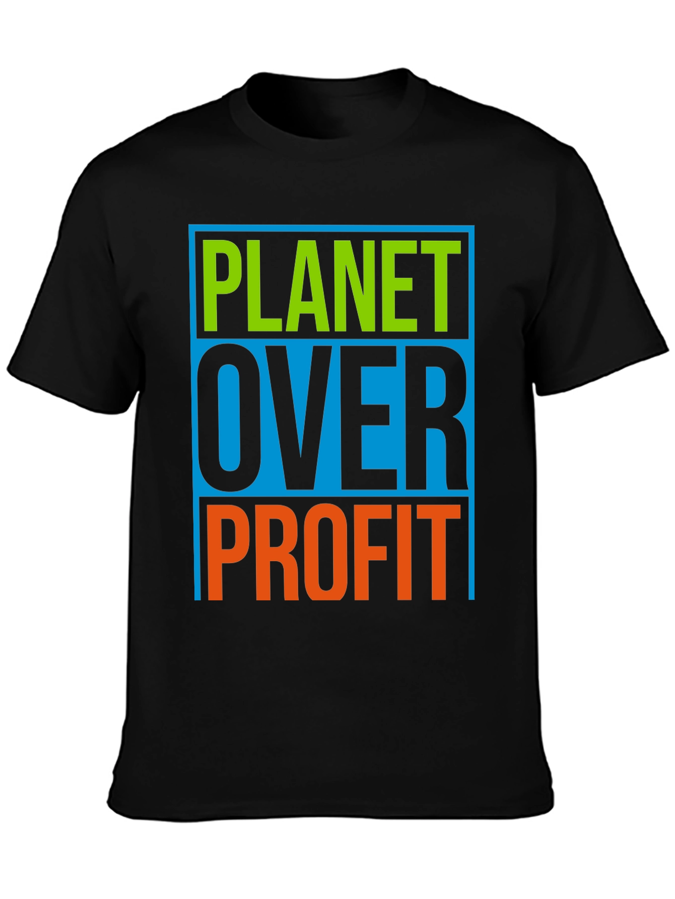 Black Planet Over Profit Graphic T-Shirt - Eco-Conscious Design view 3