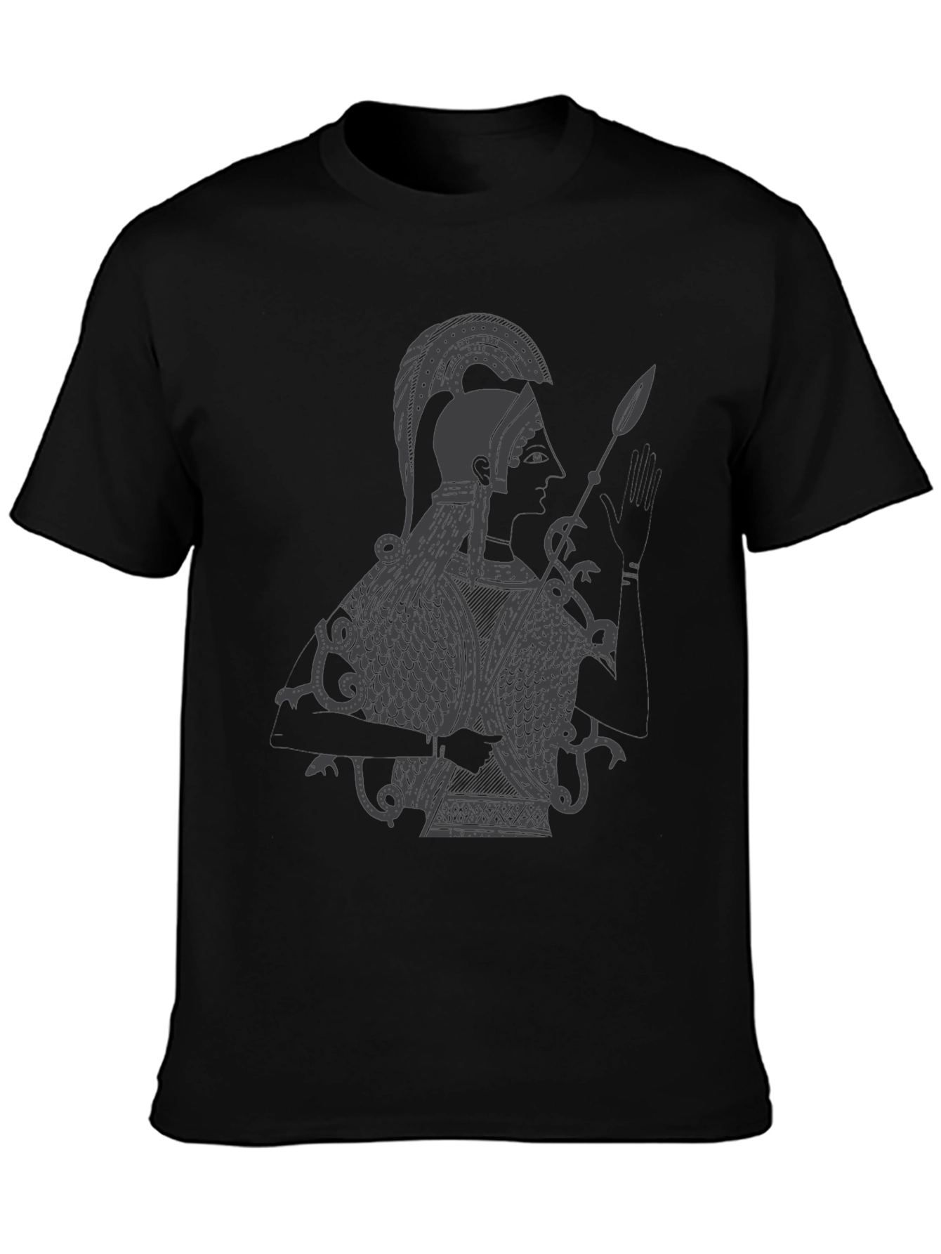 Black Ancient Warrior Graphic Tee - Black Cotton view 3