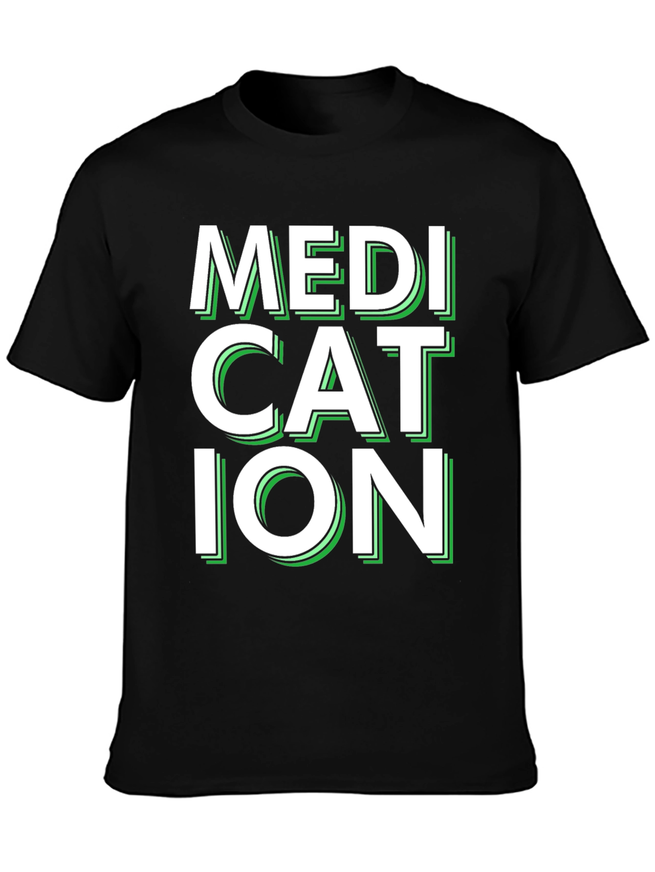 Black Medication Graphic Tee - Black Casual T-Shirt view 3