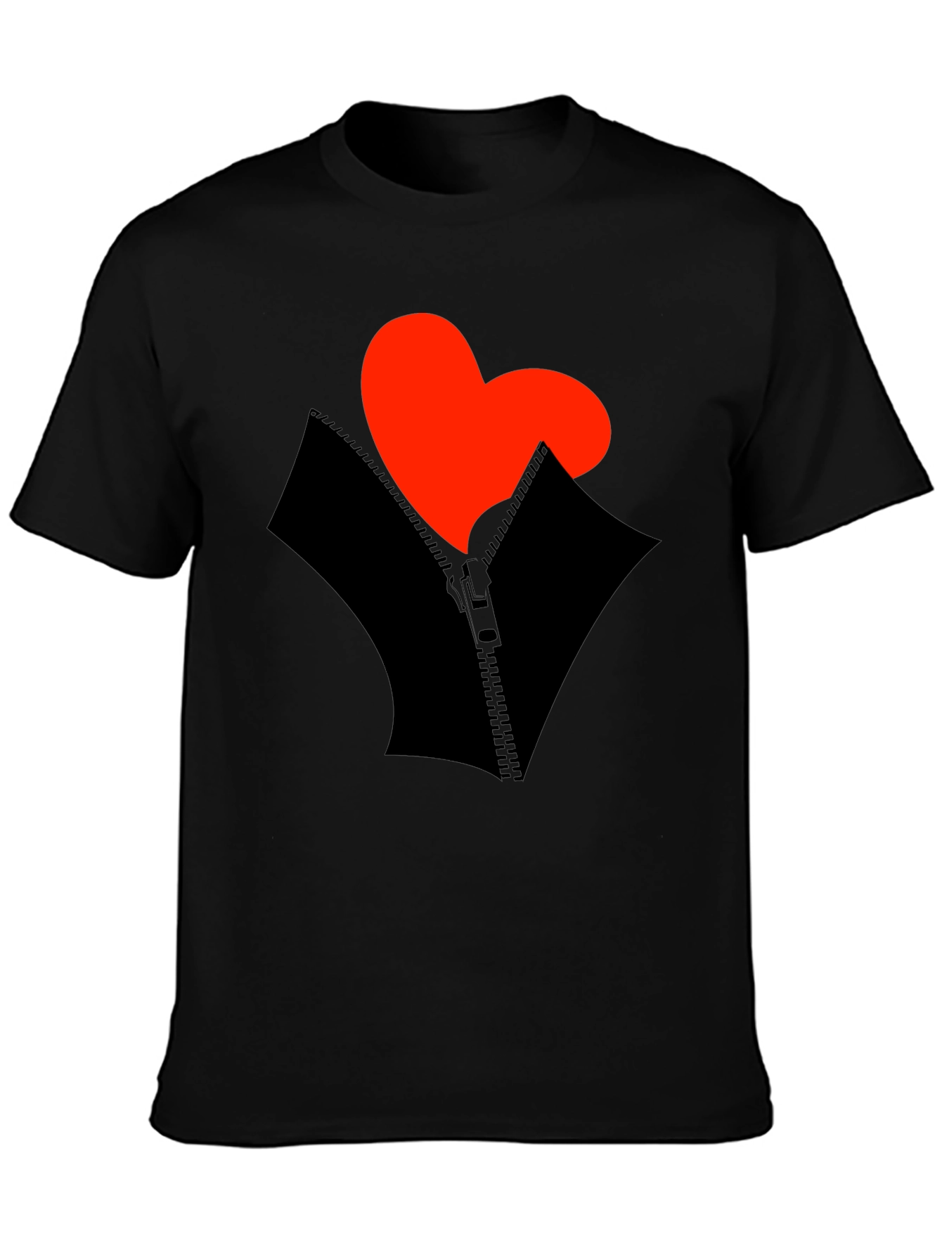 Black Heart Zipper Graphic Black T-Shirt view 3