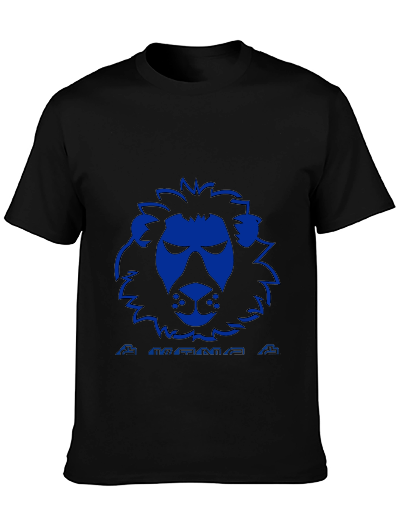 Black Blue Lion Graphic Black T-Shirt view 3