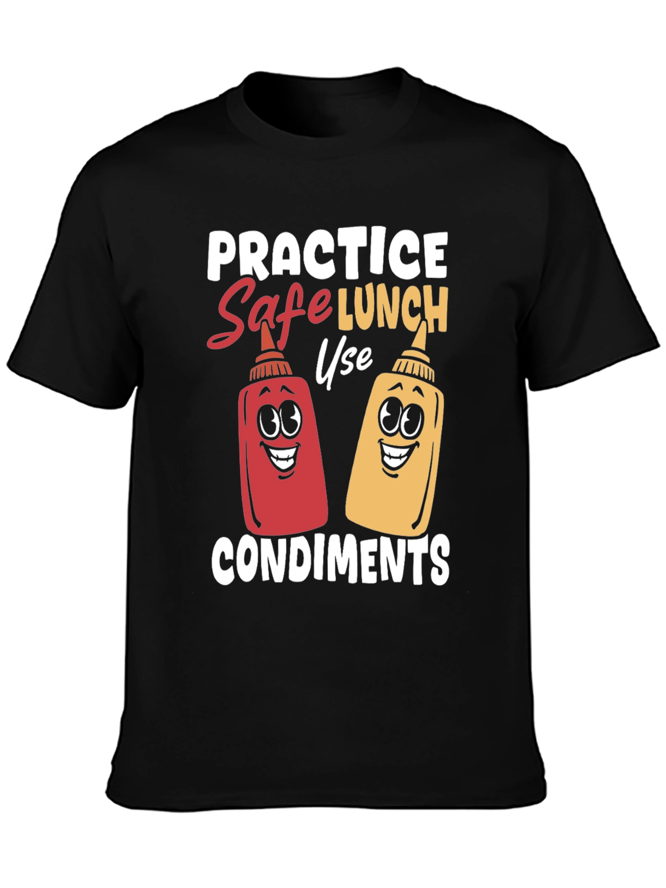 Black Practice Safe Lunch Condiments T-Shirt view 3