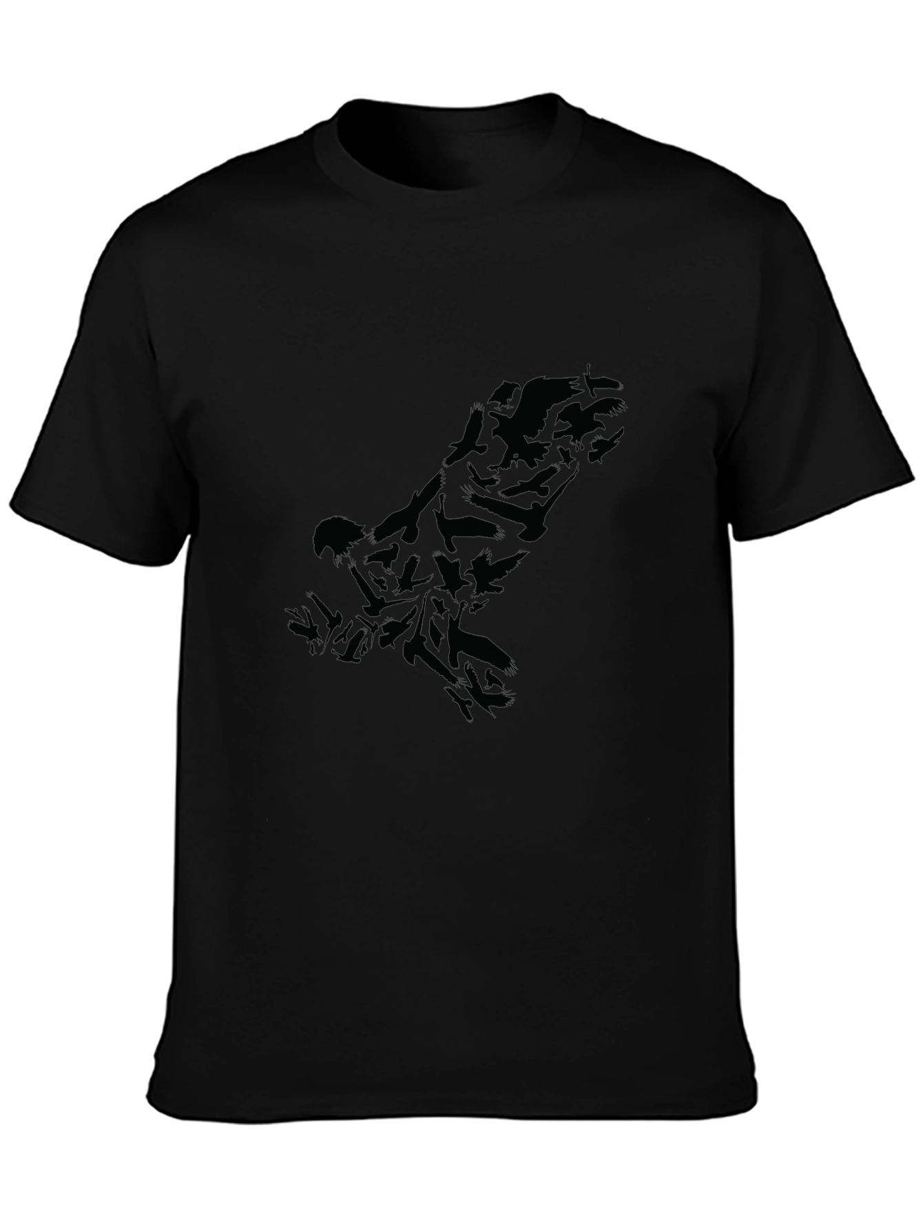 Black Raven Flock Silhouette Black T-Shirt view 3