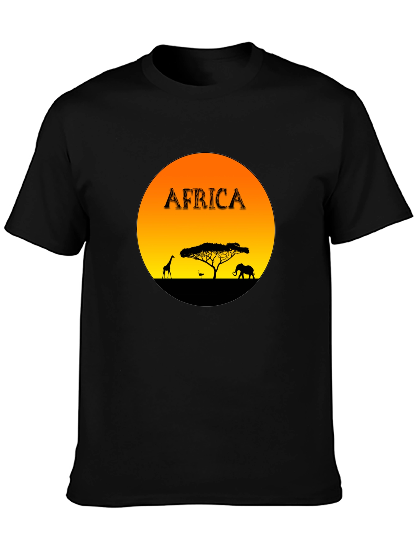 Black Africa Sunset Graphic Tee - Black Cotton Blend T-Shirt view 3