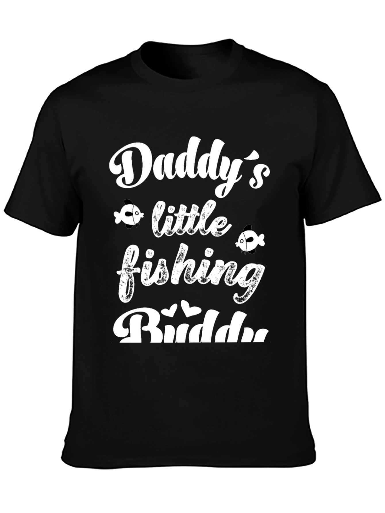 Black Daddy's Little Fishing Buddy Black Graphic Tee view 3