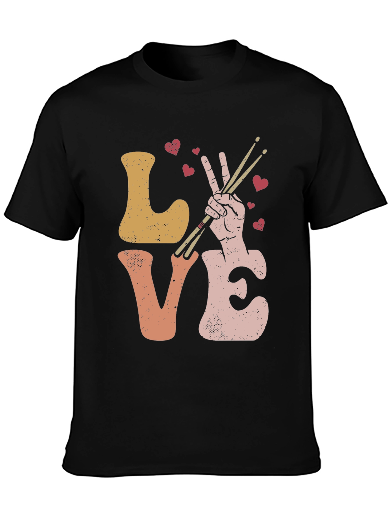 Black Love Drummer Graphic T-Shirt view 3