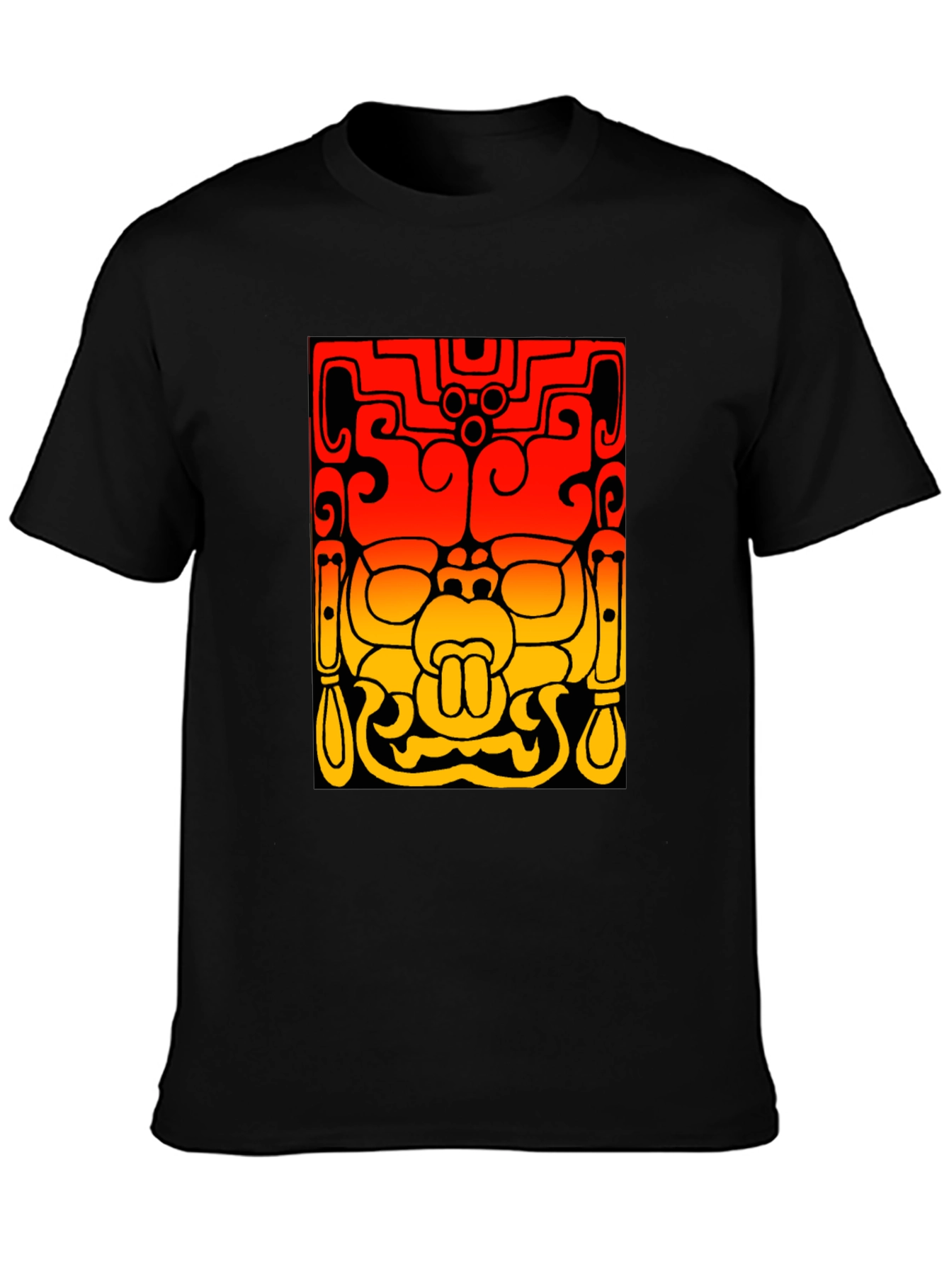 Black Mayan Mask Graphic Tee - Stylish Black T-Shirt view 3