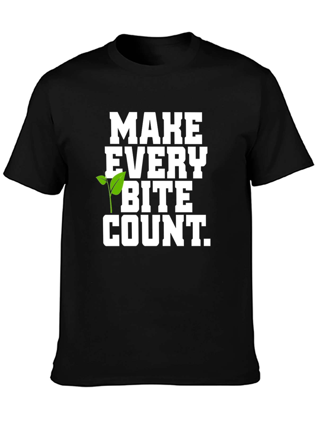 Black Vegan 'Make Every Bite Count' Black Graphic T-Shirt view 3