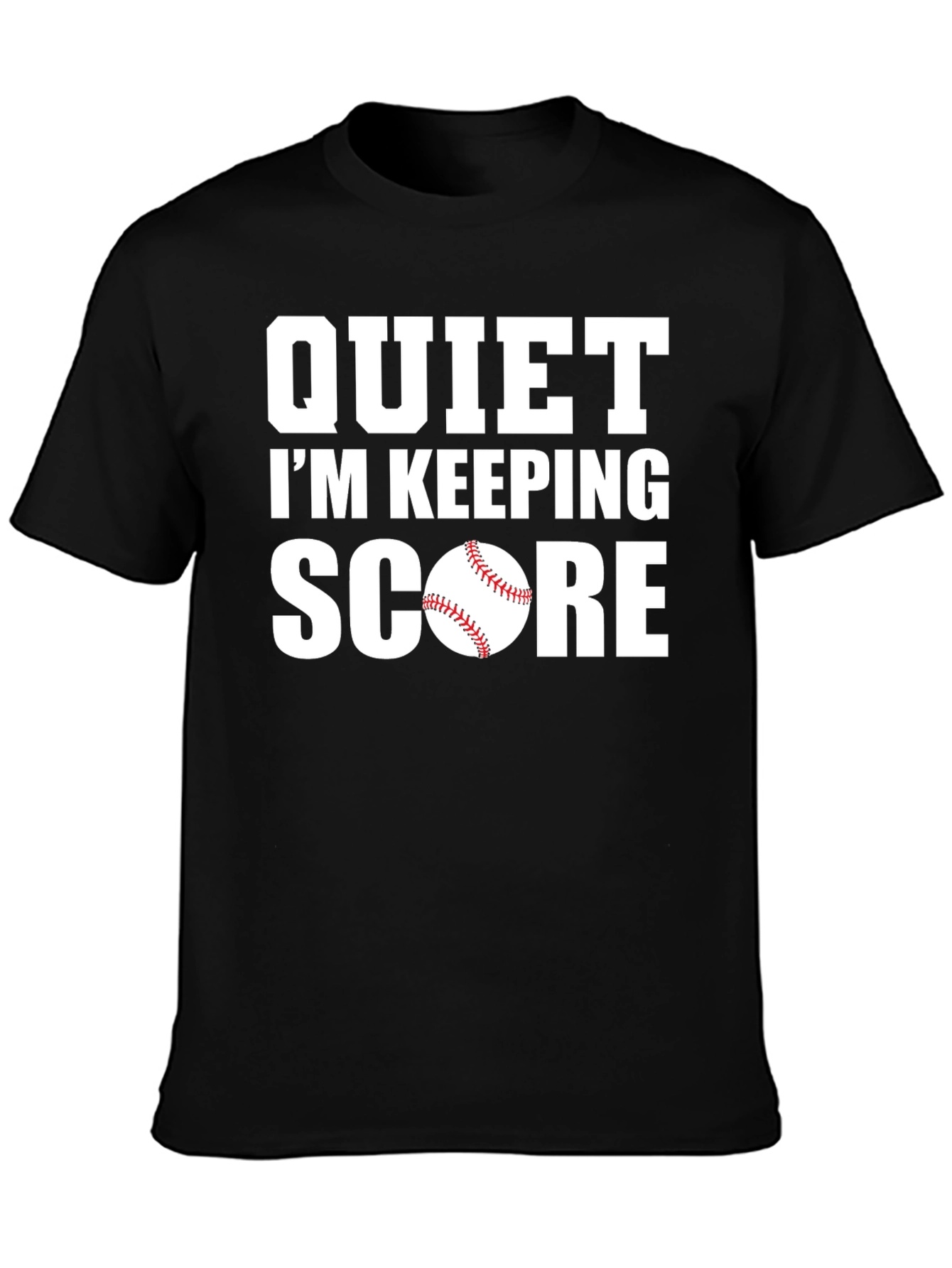 Black Quiet I'm Keeping Score Baseball T-Shirt view 3