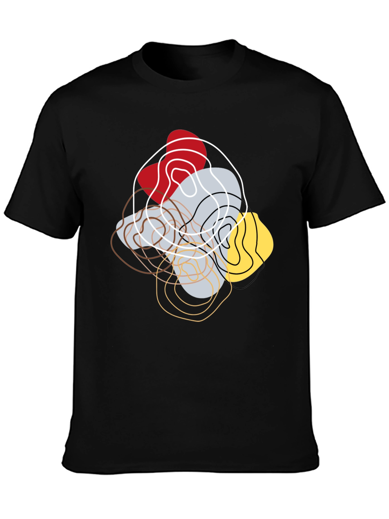 Black Abstract Topographic T-Shirt - Modern Graphic Tee view 3