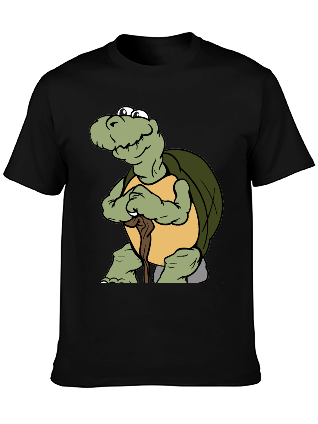 Black Funny Turtle Cartoon Black T-Shirt view 3