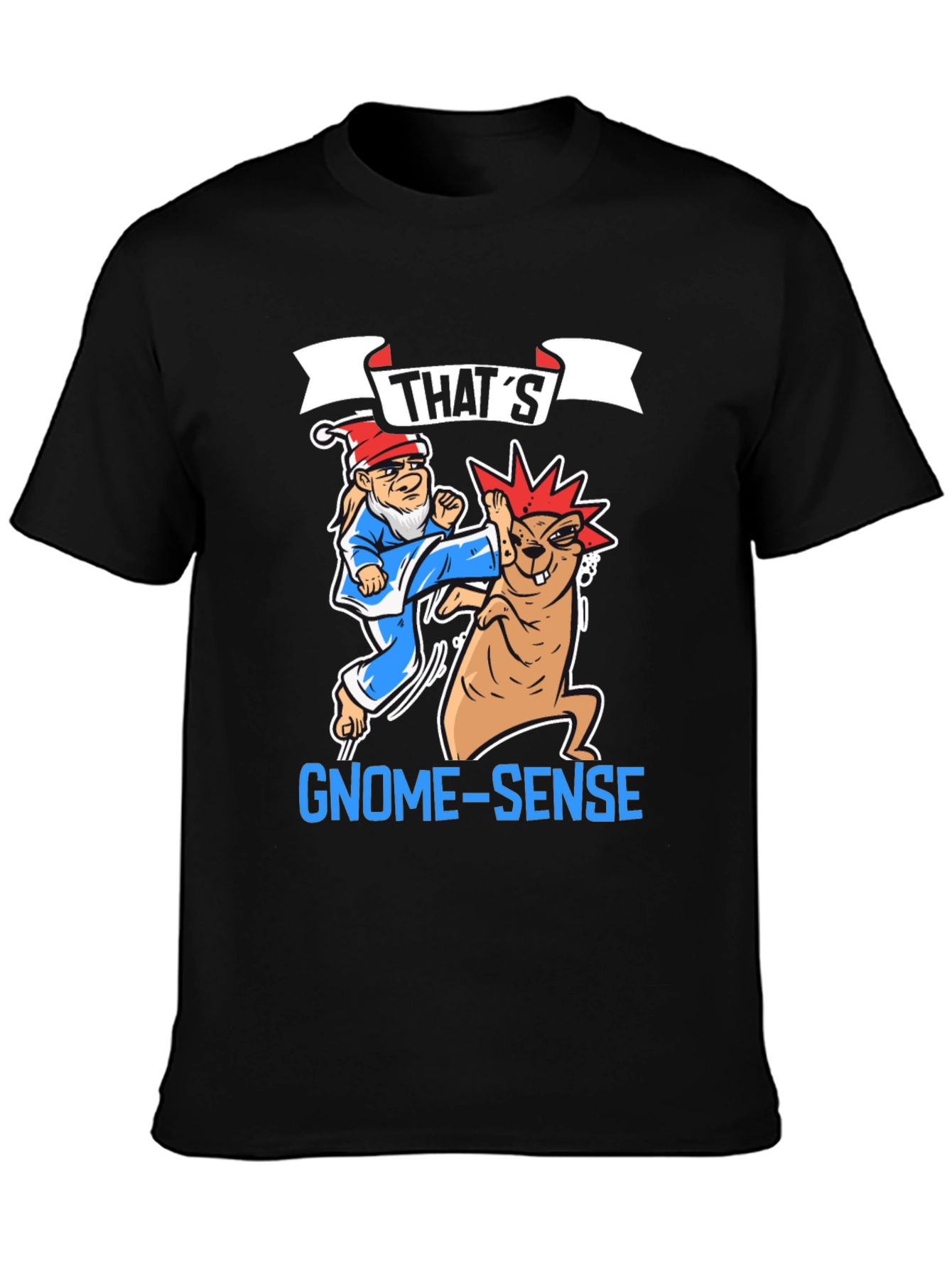 Black Funny Gnome-Sense T-Shirt view 3