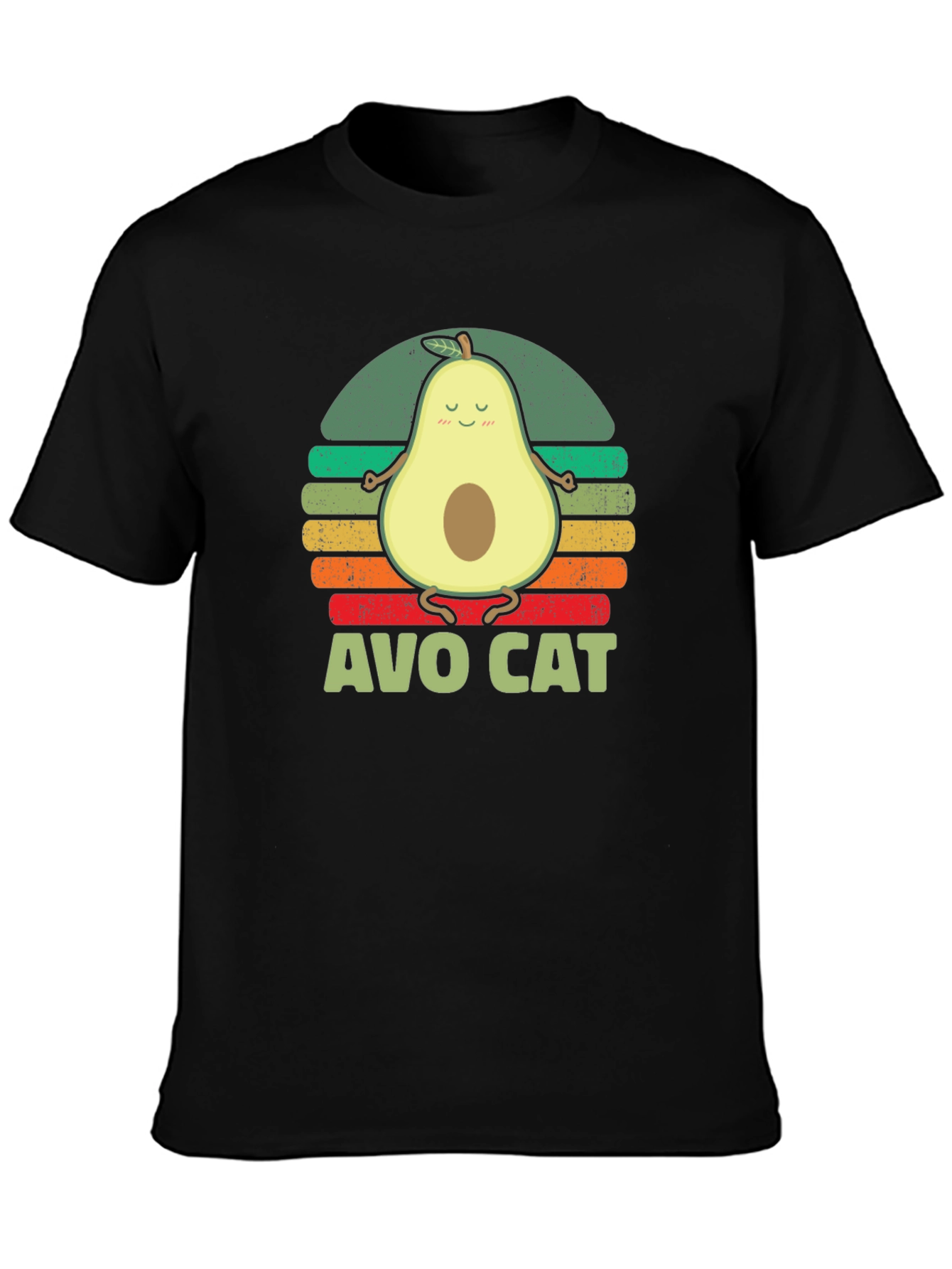 Black Avo Cat T-Shirt - Avocado Yoga Funny Tee view 3
