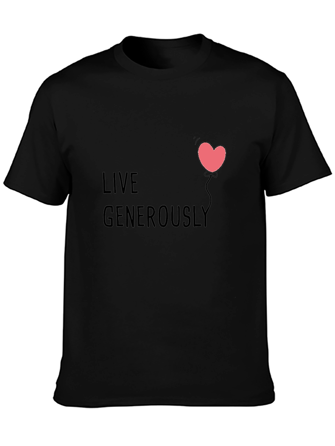 Live Generously T-Shirt - Heart Balloon Design - 3