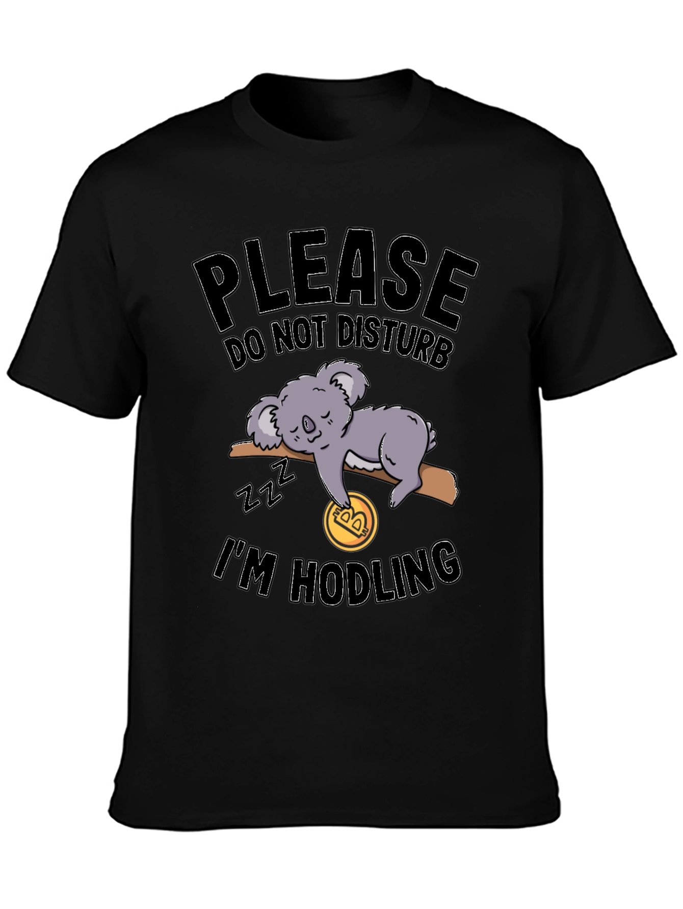 Black Funny Crypto Koala Hodler Black T-Shirt view 3