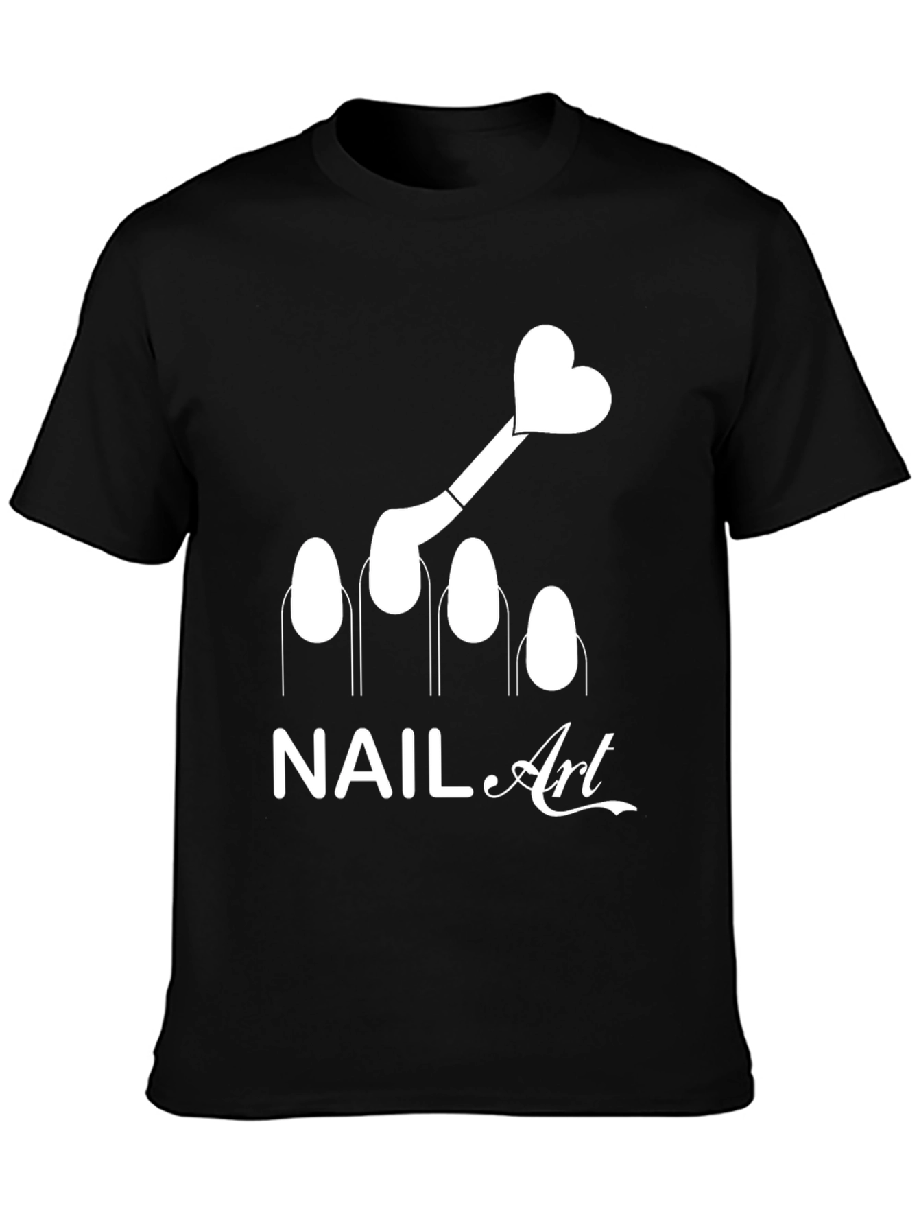 Black Nail Art T-Shirt - Heart Design Fashion Tee view 3