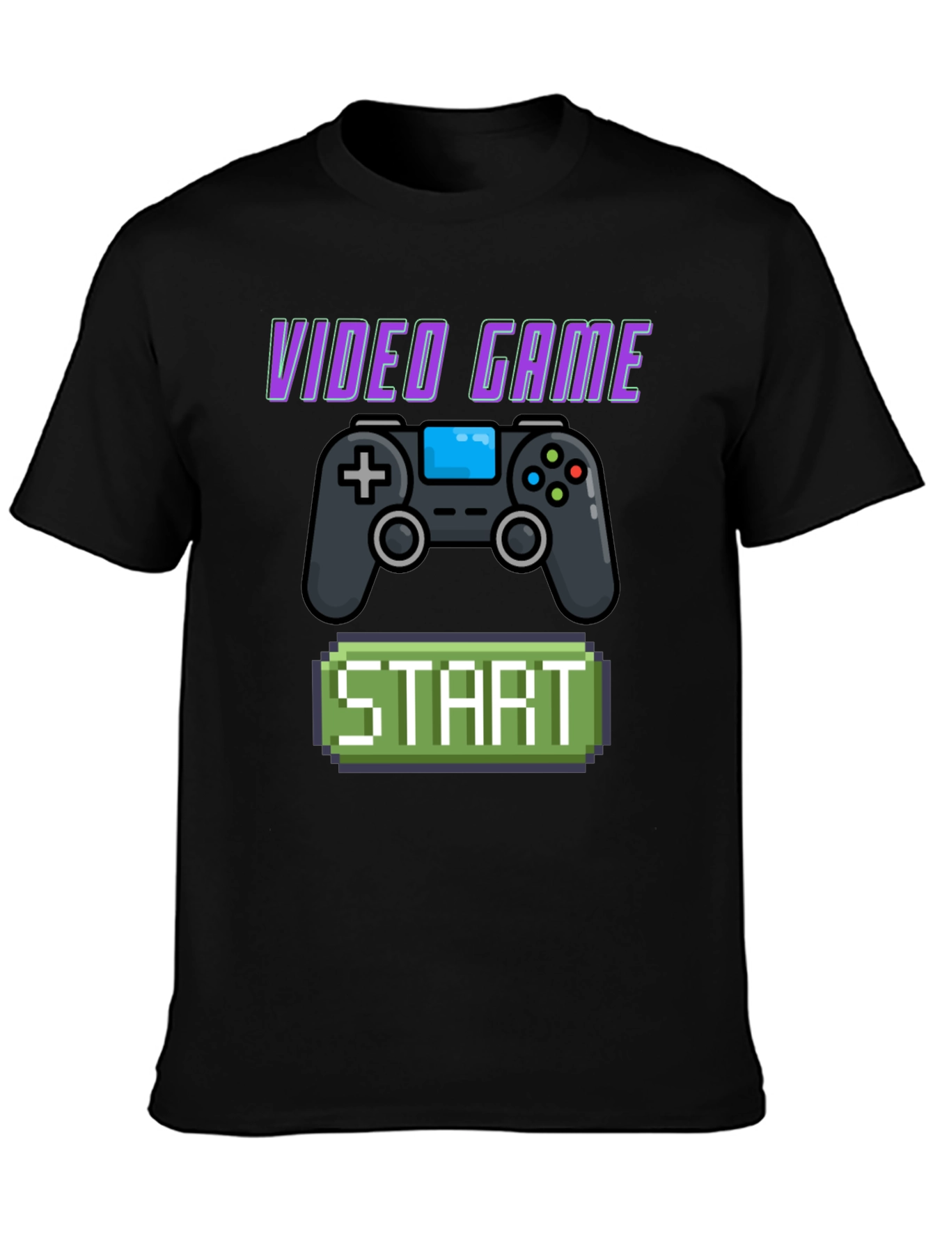 Black Video Game Start T-Shirt - Retro Gaming Style view 3