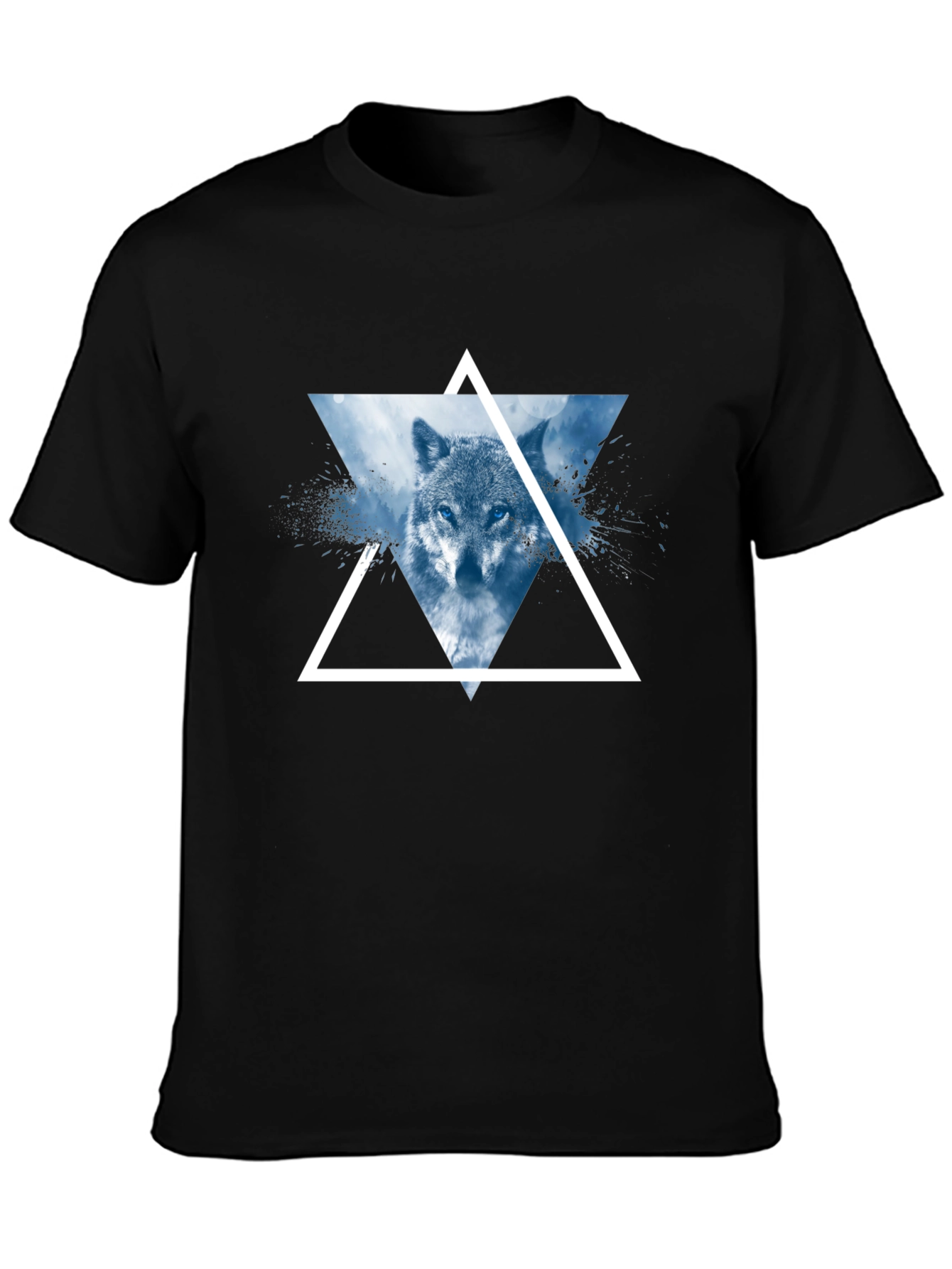 Black Wolf Triangle Graphic T-Shirt - Modern Design view 3