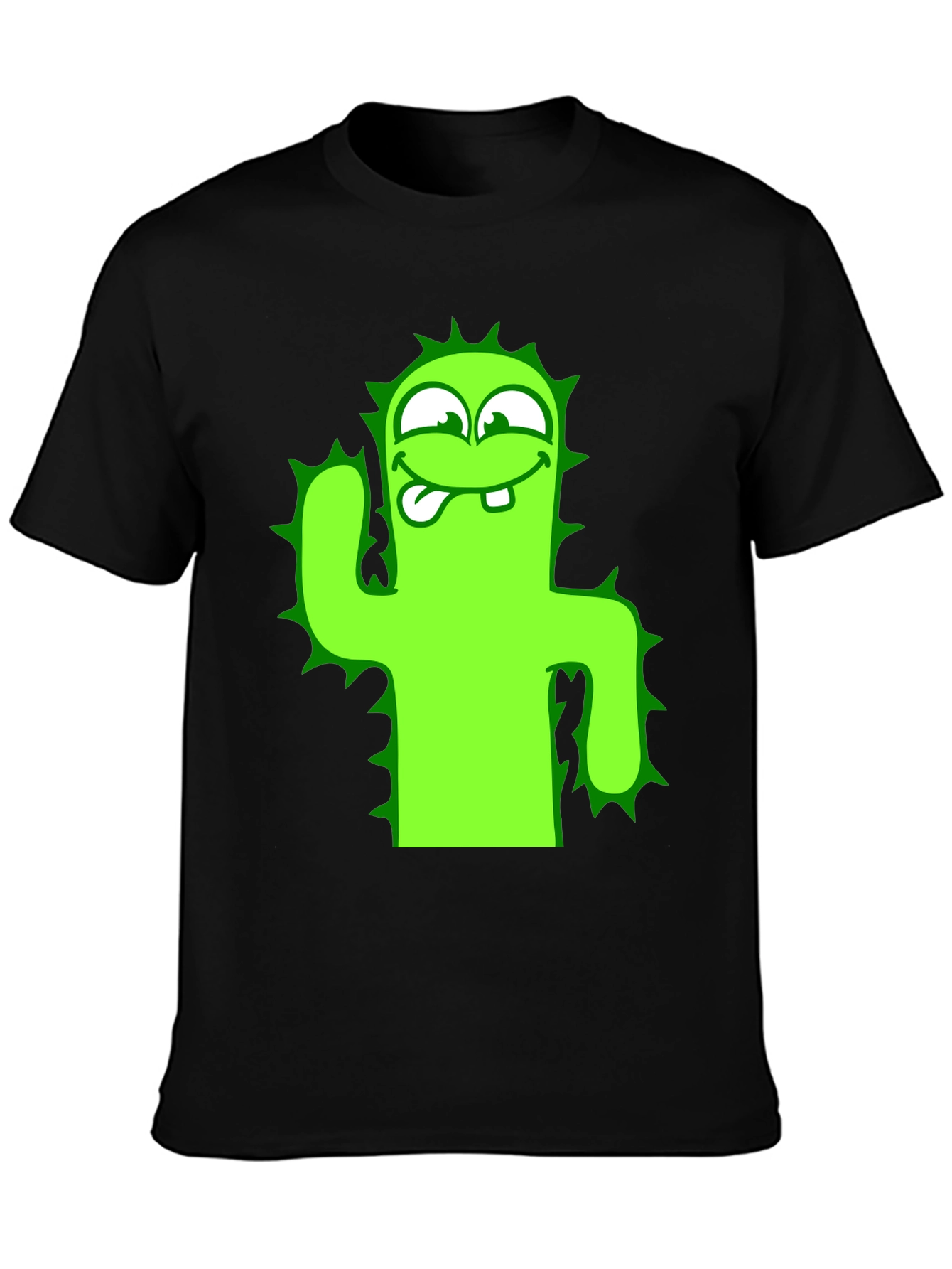 Black Funny Cactus Graphic Tee - Black T-Shirt view 3