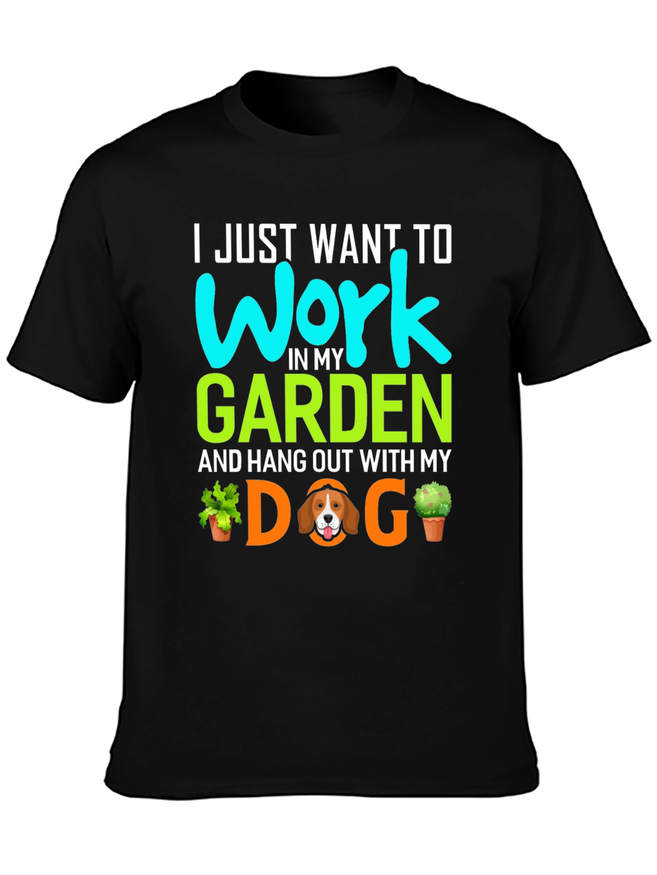 Black Gardening Dog T-Shirt - Work In My Garden view 3