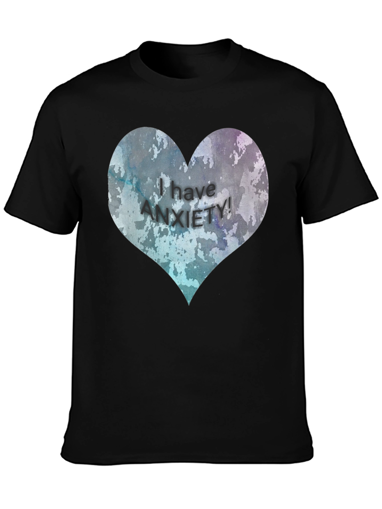 Black Anxiety Awareness Heart T-Shirt view 3