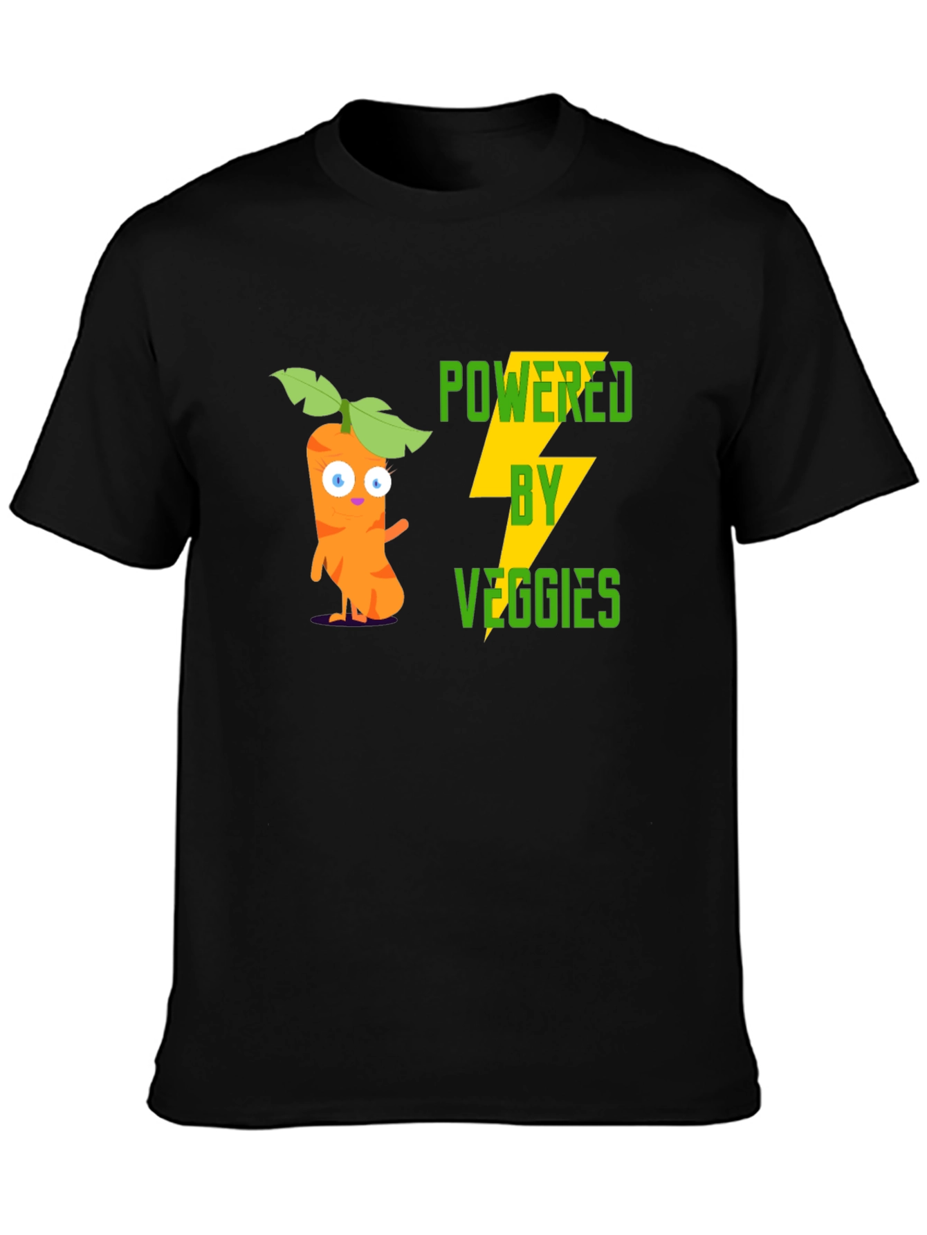 Black Powered by Veggies Graphic Tee - Black view 3