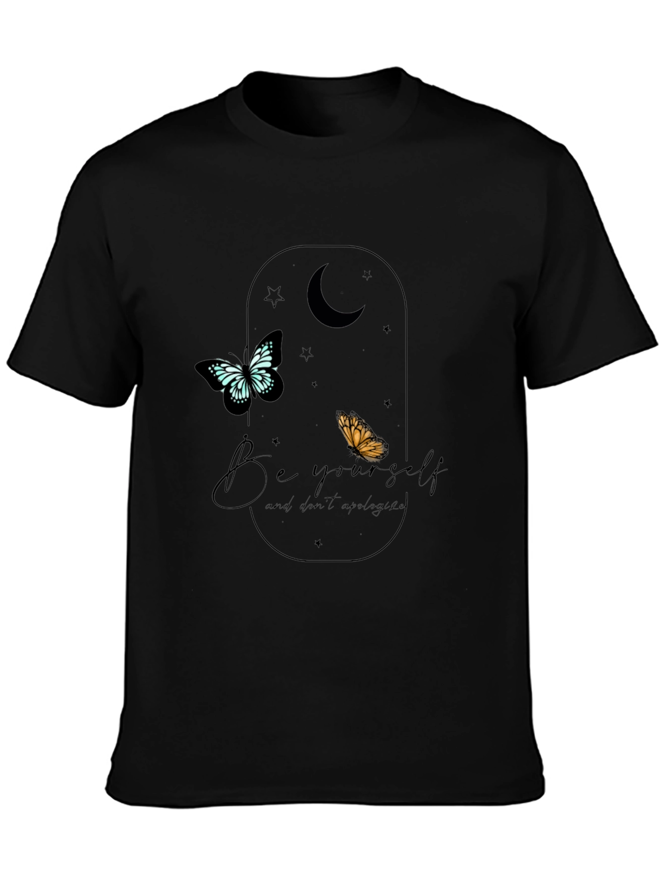 Black Be Yourself Butterfly Graphic Tee - Black view 3