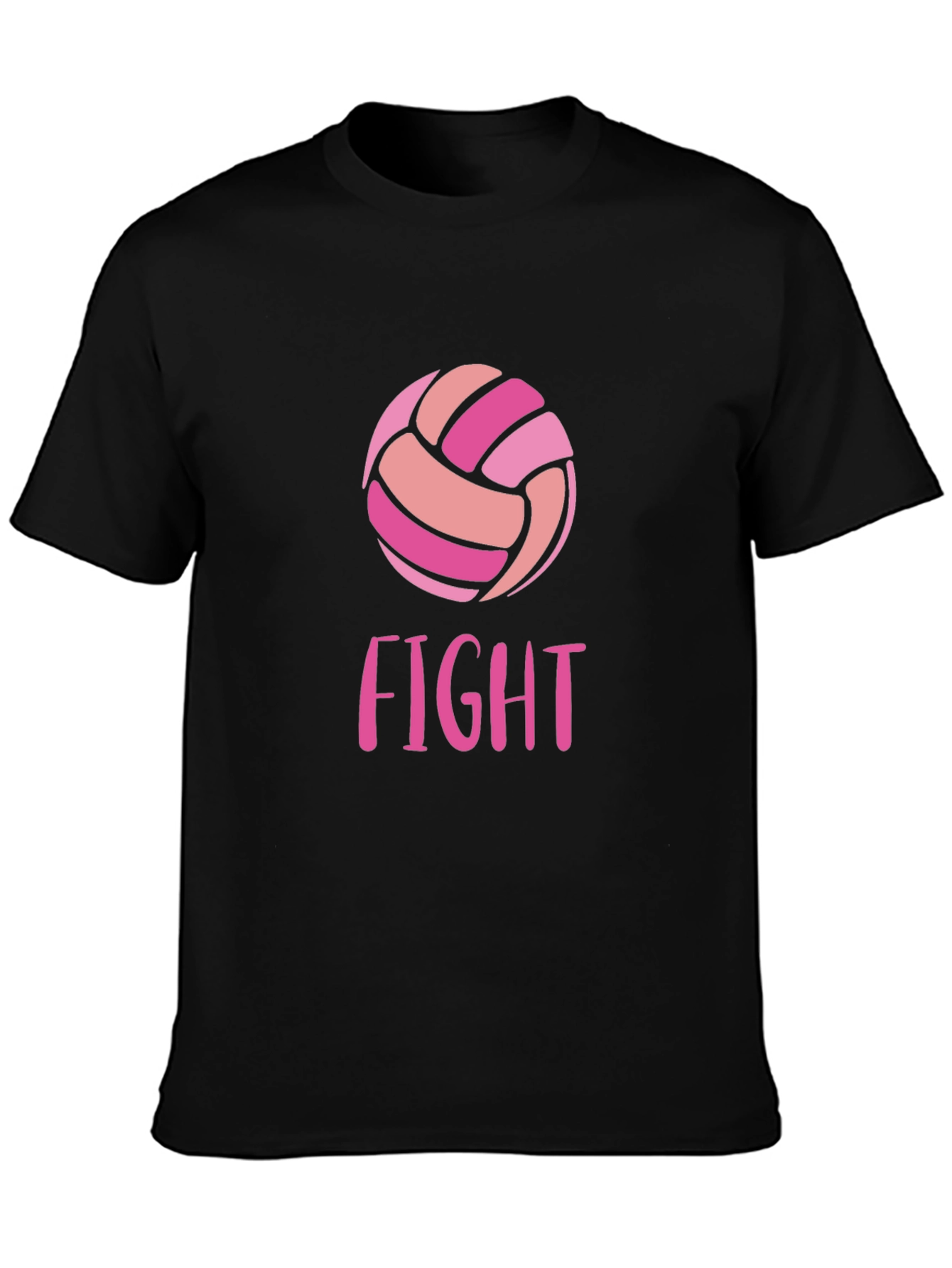 Black Volleyball Fight T-Shirt Breast Cancer Awareness view 3