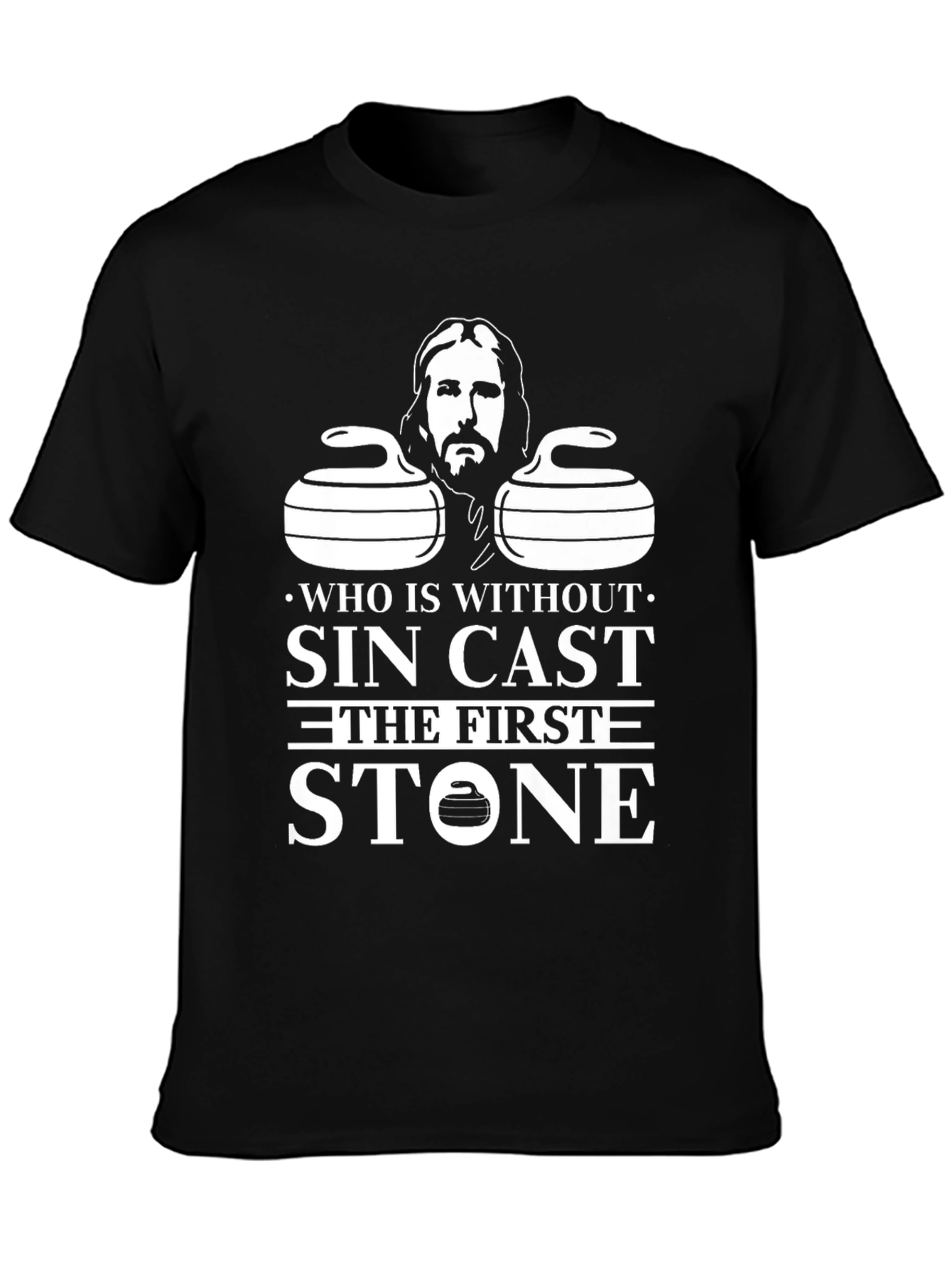 Black Who Is Without Sin Black T-Shirt view 3