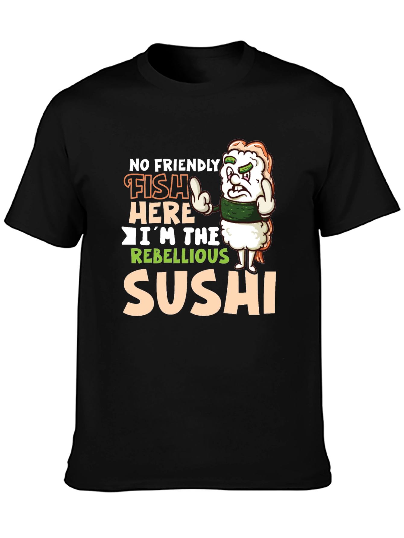Black Rebellious Sushi Graphic Tee view 3