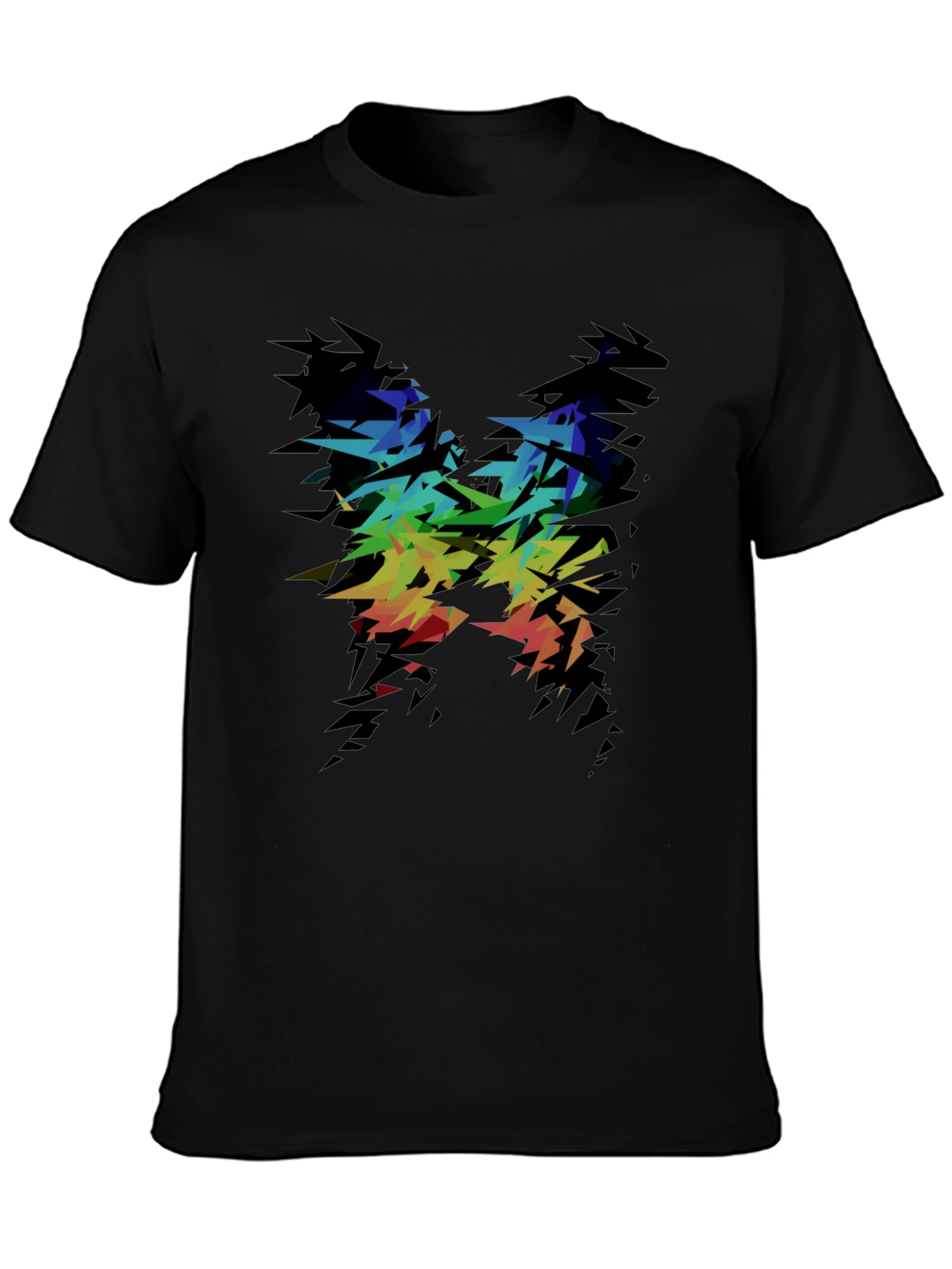 Black Abstract Rainbow Graphic Tee - Black view 3